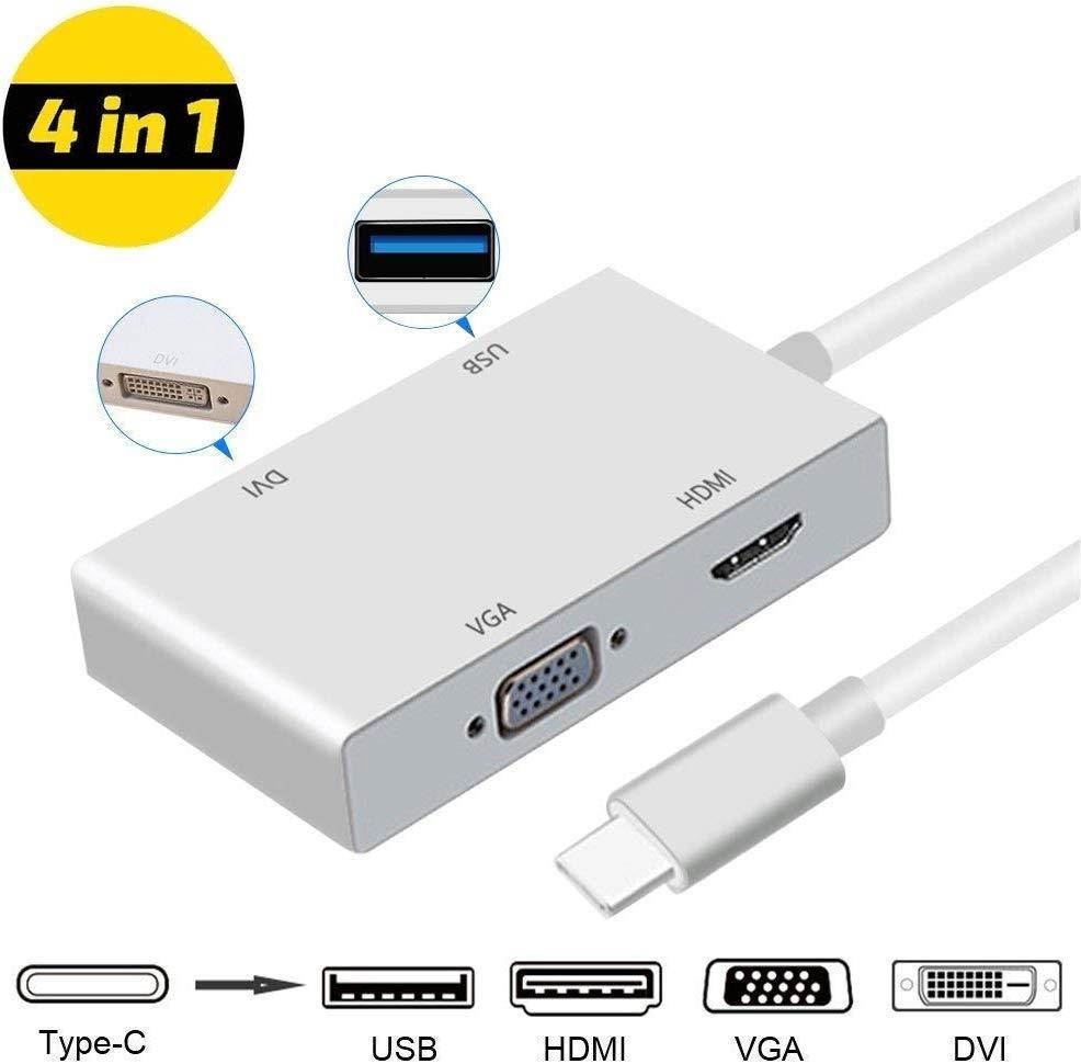 Type C to HDMI Adapter,Weton USB C 3.1 to HDMI VGA DVI USB 3.0 (Thunderbolt 3 Compatible) USB C HUB Video Converter,Multi Monitors Adapter for MacBook/Chromebook Pixel to HDTV/Monitors/Projector
