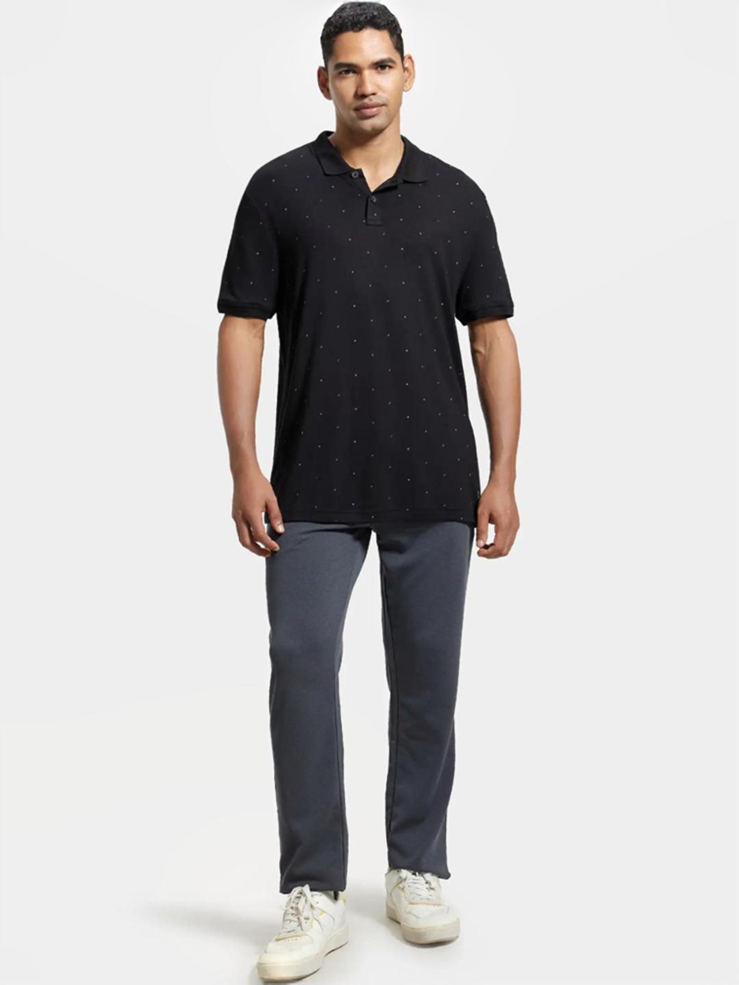 Jockey IM16 Men's Tencel Micro Modal And Cotton Blend Printed Half Sleeve Polo T-Shirt