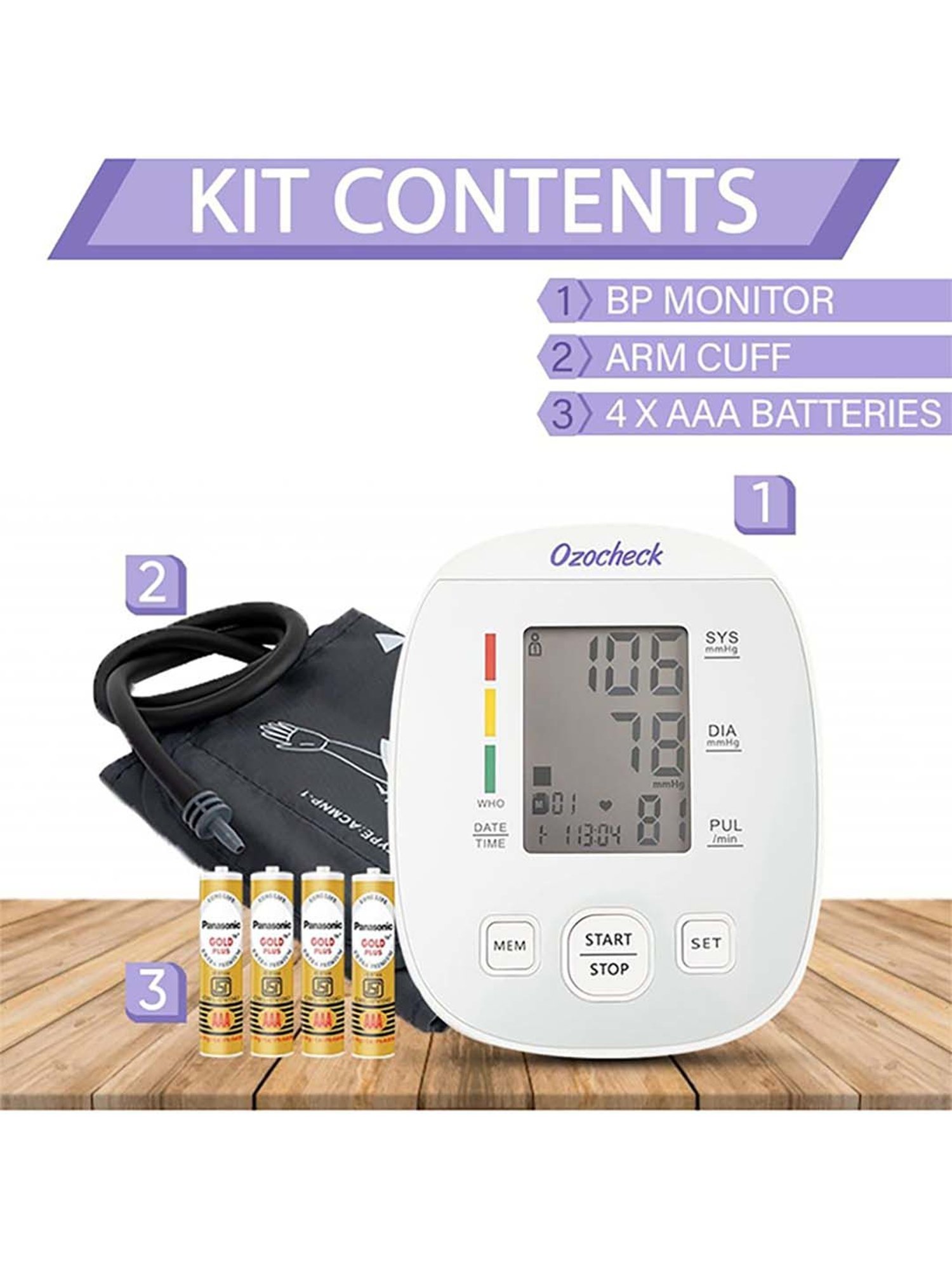 Ozocheck Atom BP Apparatus Digital Automatic Blood Pressure Monitor (White)