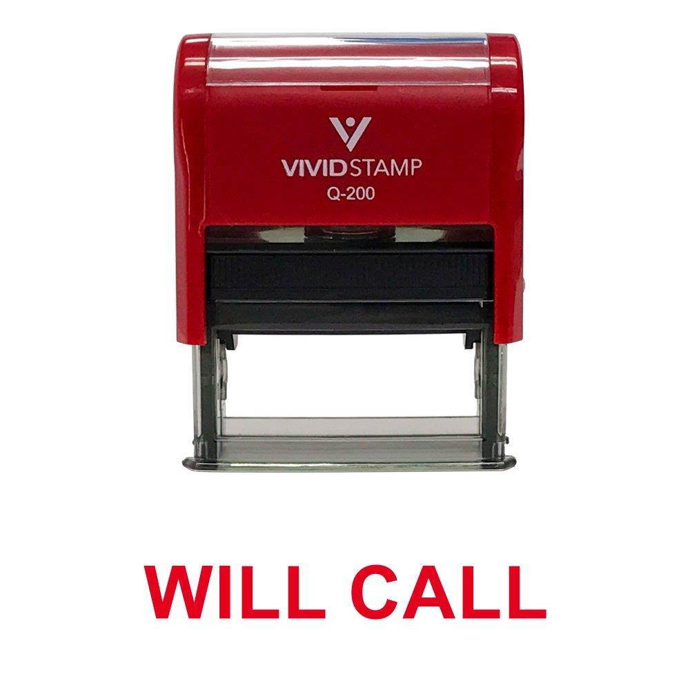 WILL CALL Self Inking Rubber Stamp (Red Ink) - Medium