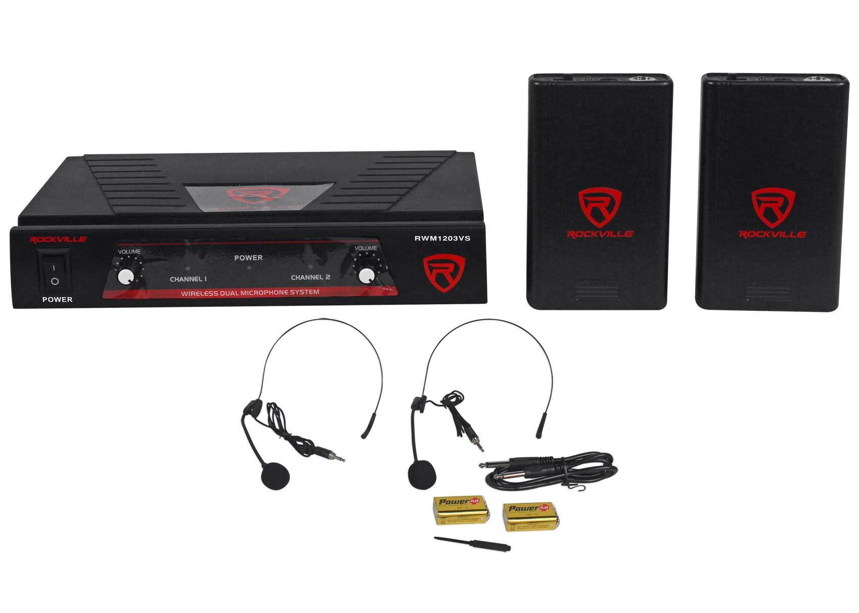 Rockville RWM1203VS VHF Wireless Dual Headset Microphone Mic System