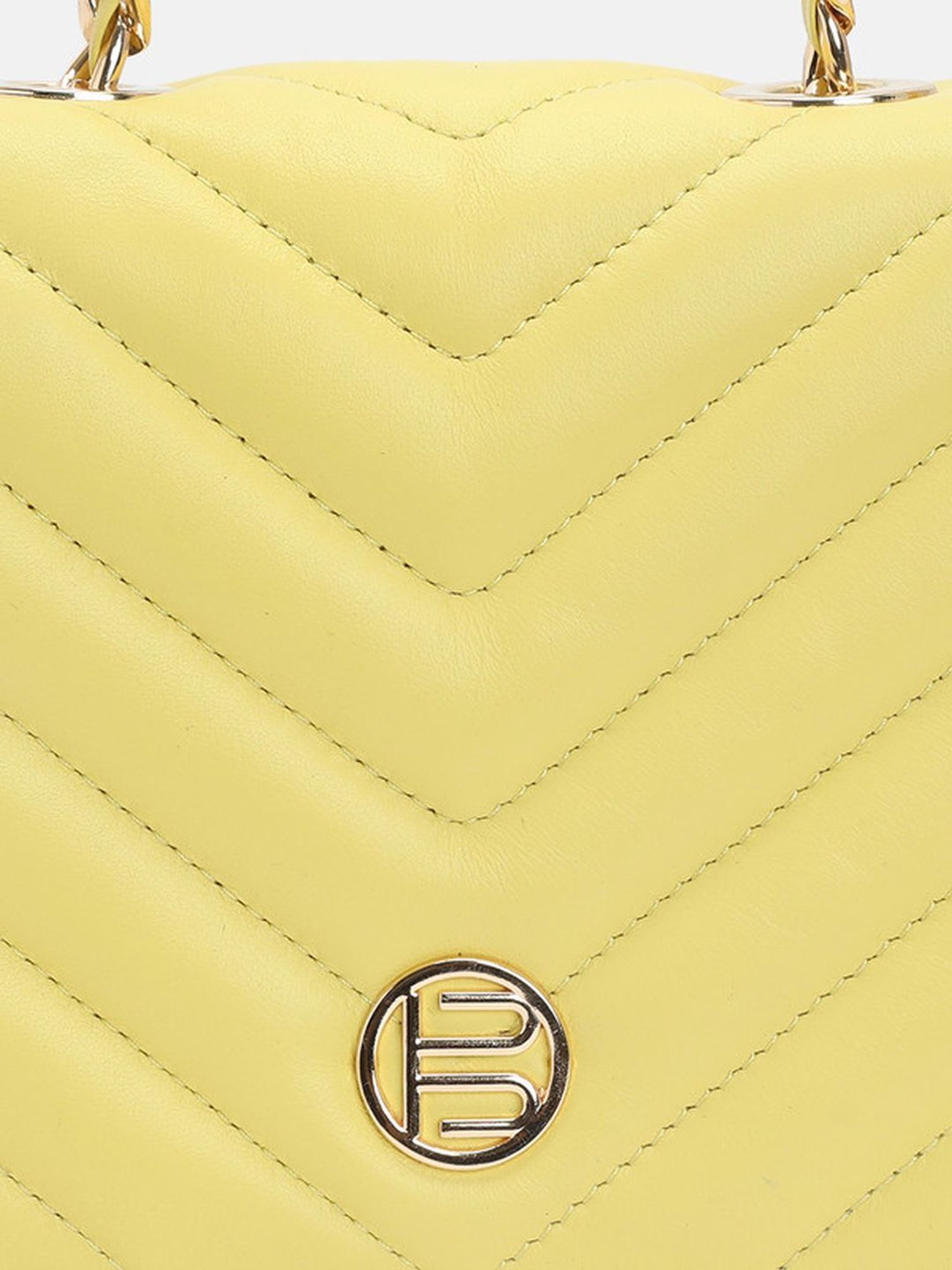 BAGATT Yellow Leather Quilted Sling Handbag