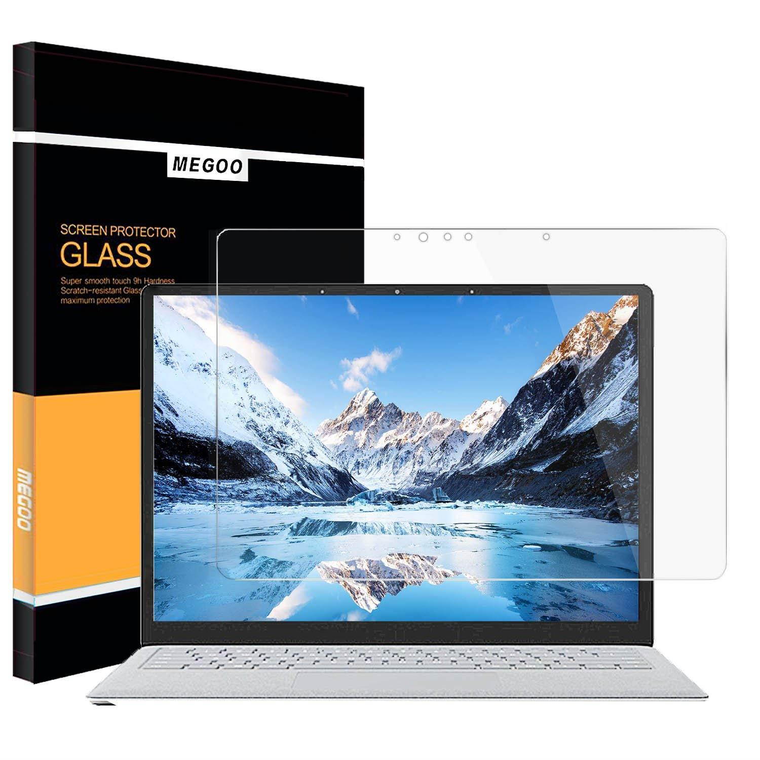 Megoo Surface Laptop 2 Screen Protector [Tempered Glass] 2018, Easy Installation Ultra Clear Anti-Scratch, Friendly Touching Screen Shield, Compatible for Microsoft Surface Laptop 2017-13.5 Inch