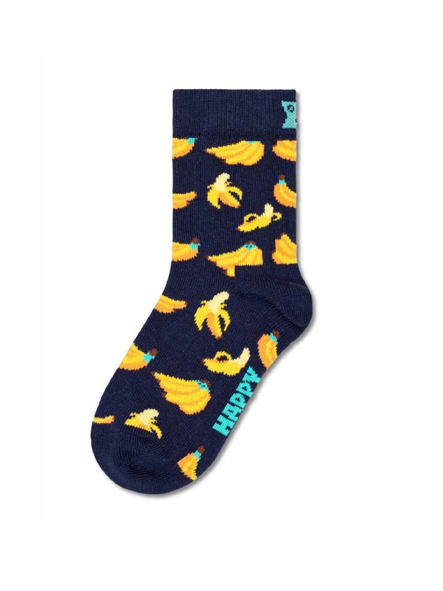Happy Socks Kids Banana Black & Yellow Cotton Printed Socks (7-9Y)