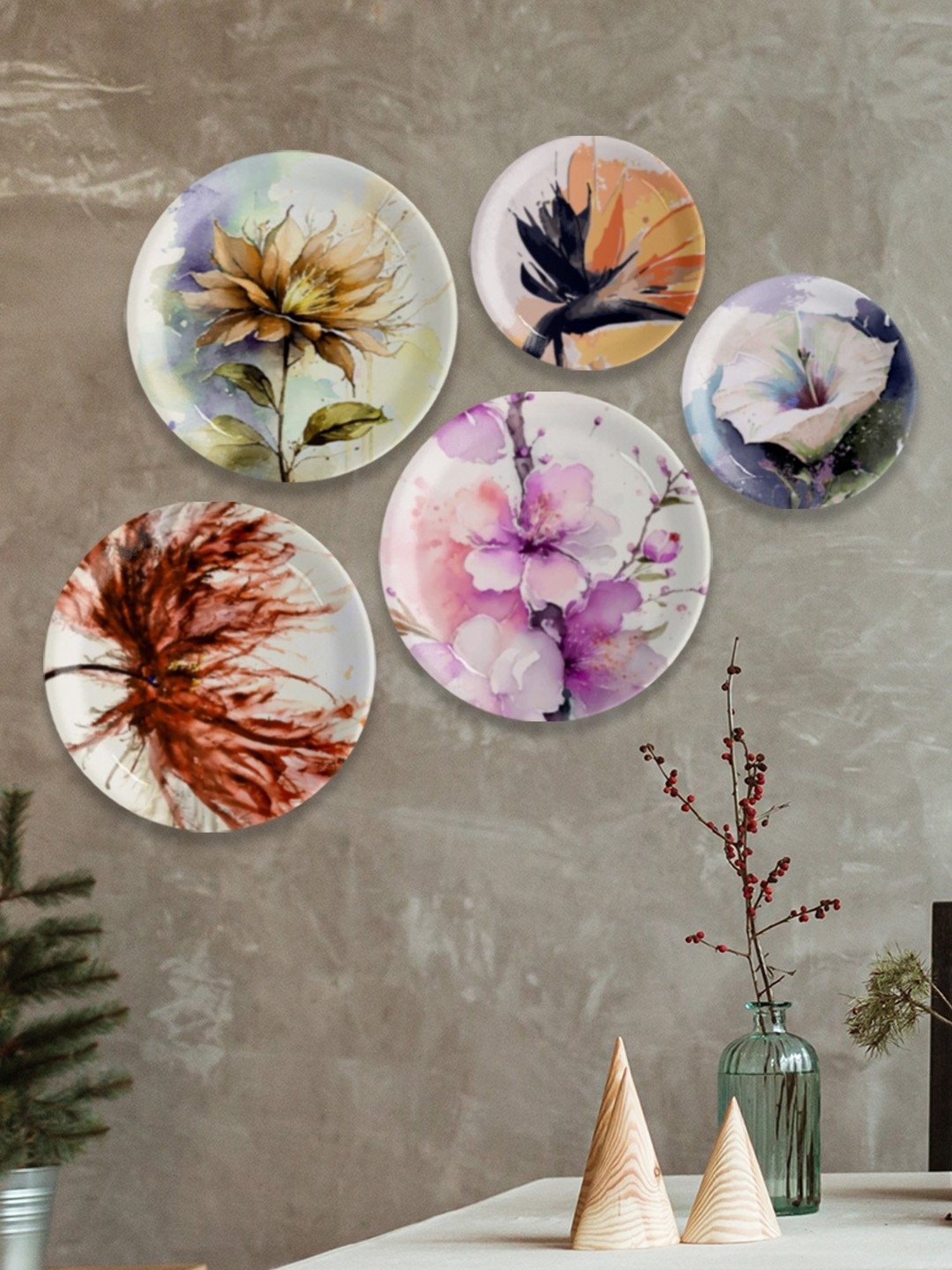 Nestroots English Floral Multicolor Porcelain Wall Plate