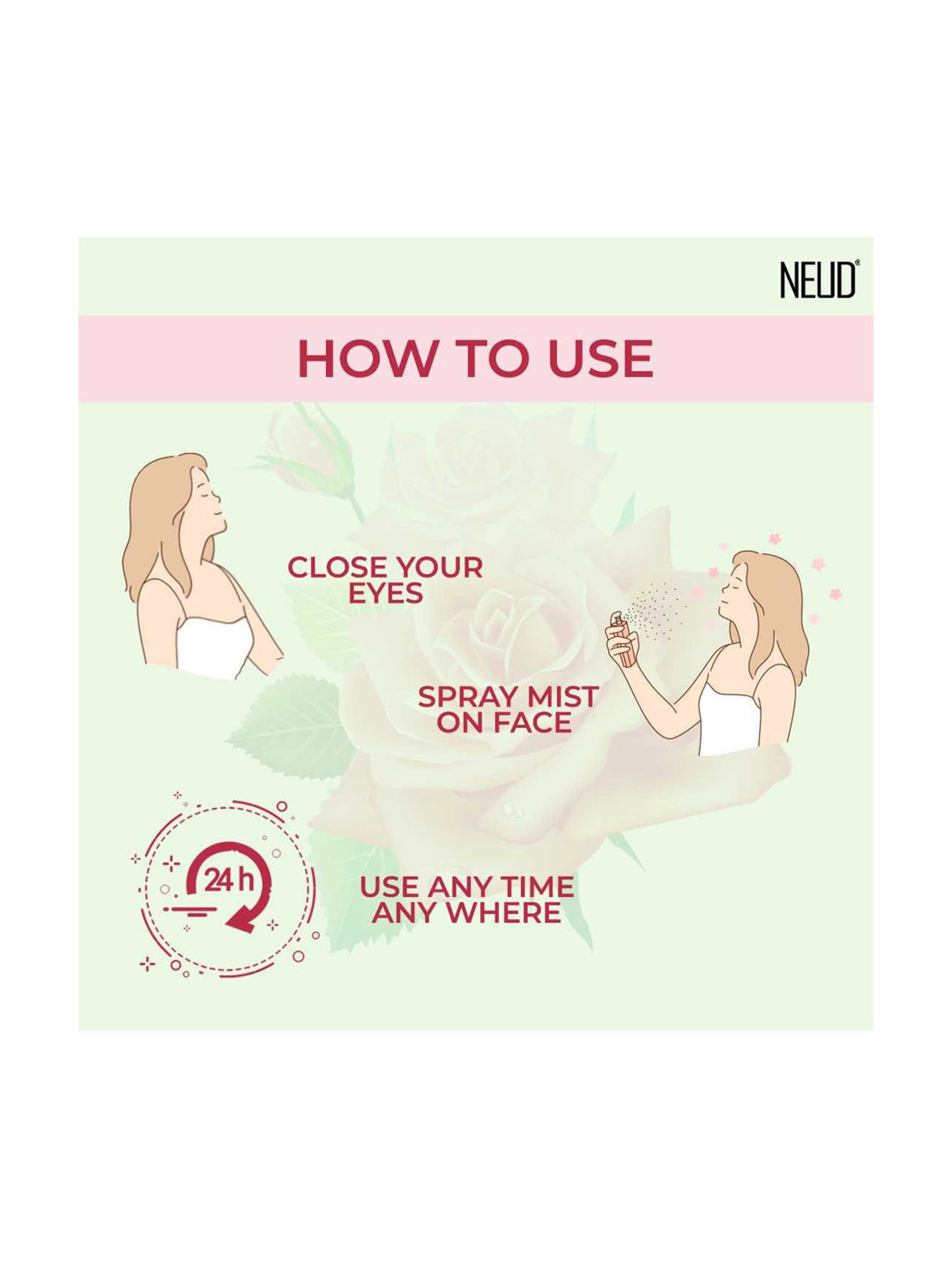 NEUD Rose Water Facial Mist Spray for Refreshed & Toned Skin - 100 ml (Pack of 1)