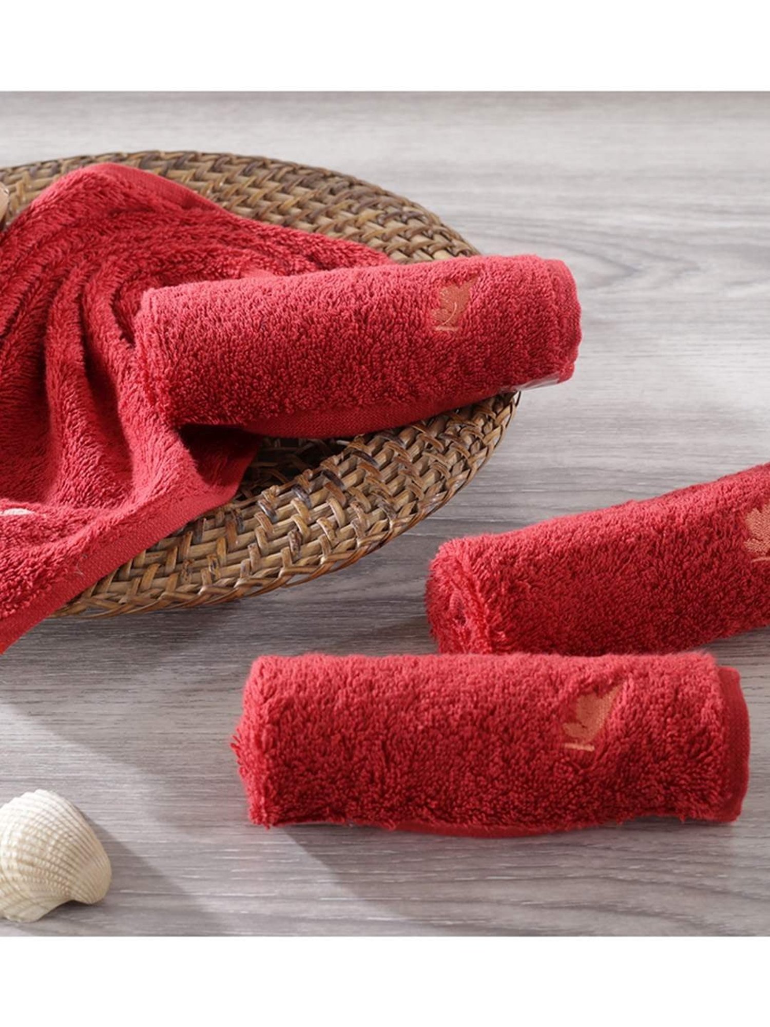 Maspar Red Cotton 550 GSM Face Cloths - Set of 4