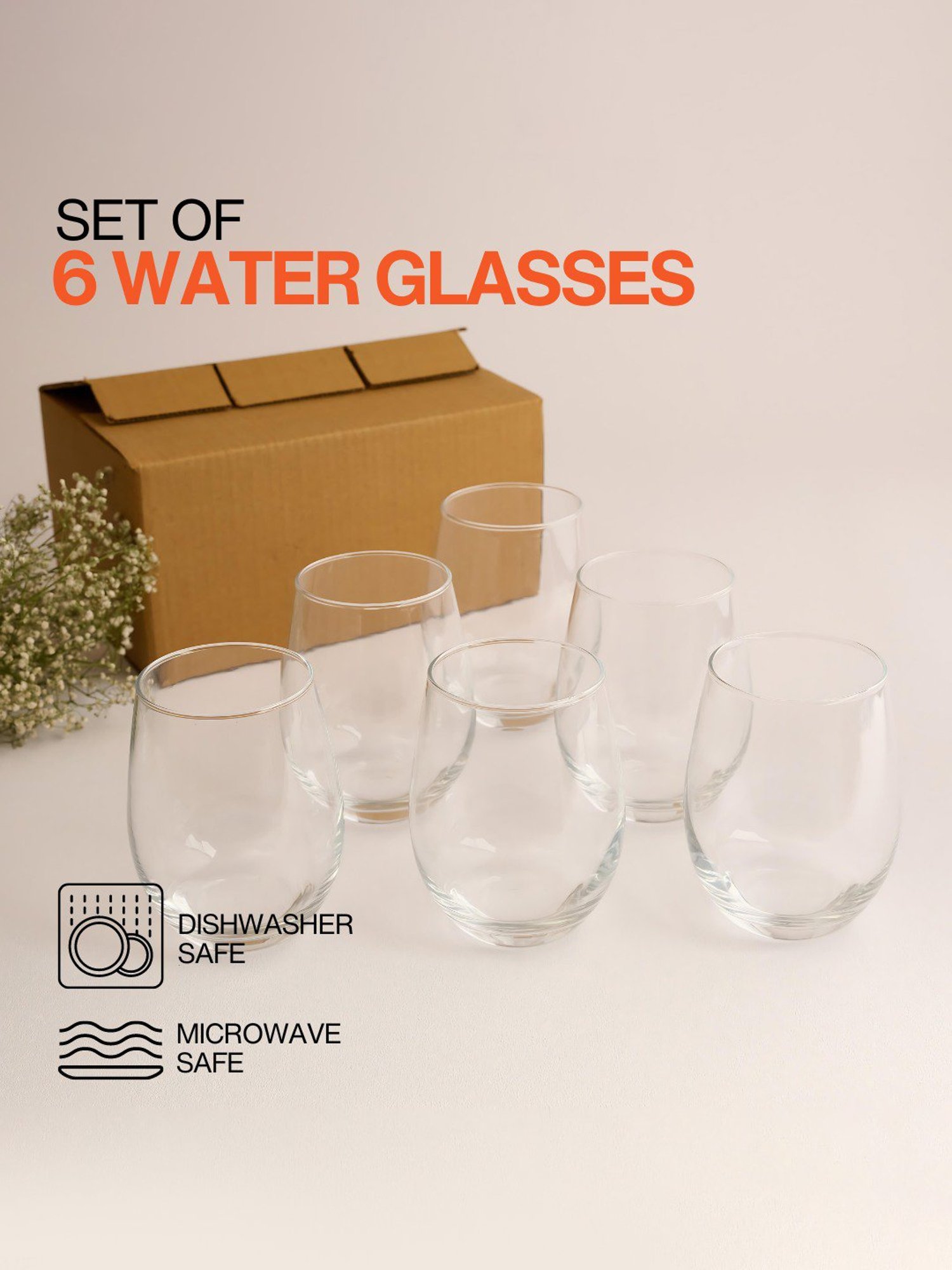 BlackCarrot Water Glass Set of 6