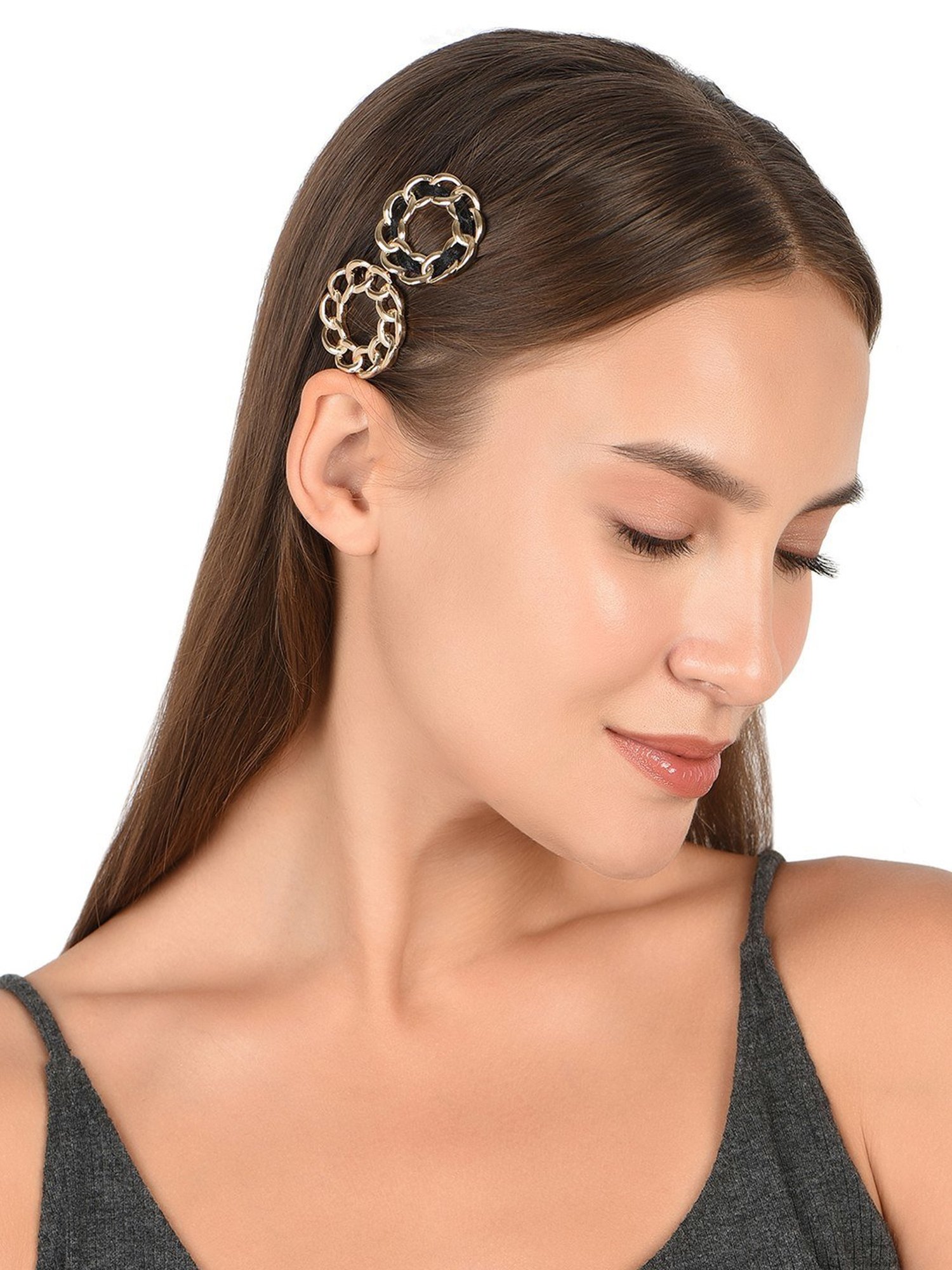 Lilly & Sparkle Gold-Toned Set of 2 Hollow Circular Hairpins