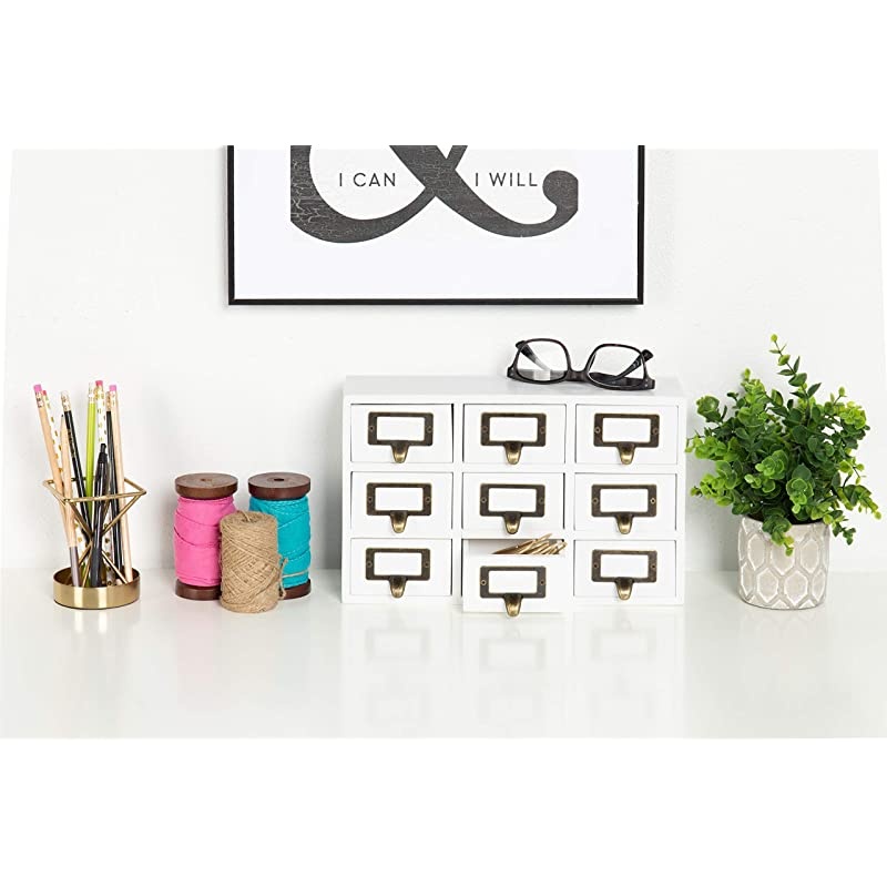 Apothecary Wood Desk Drawer Set 9 Drawers White