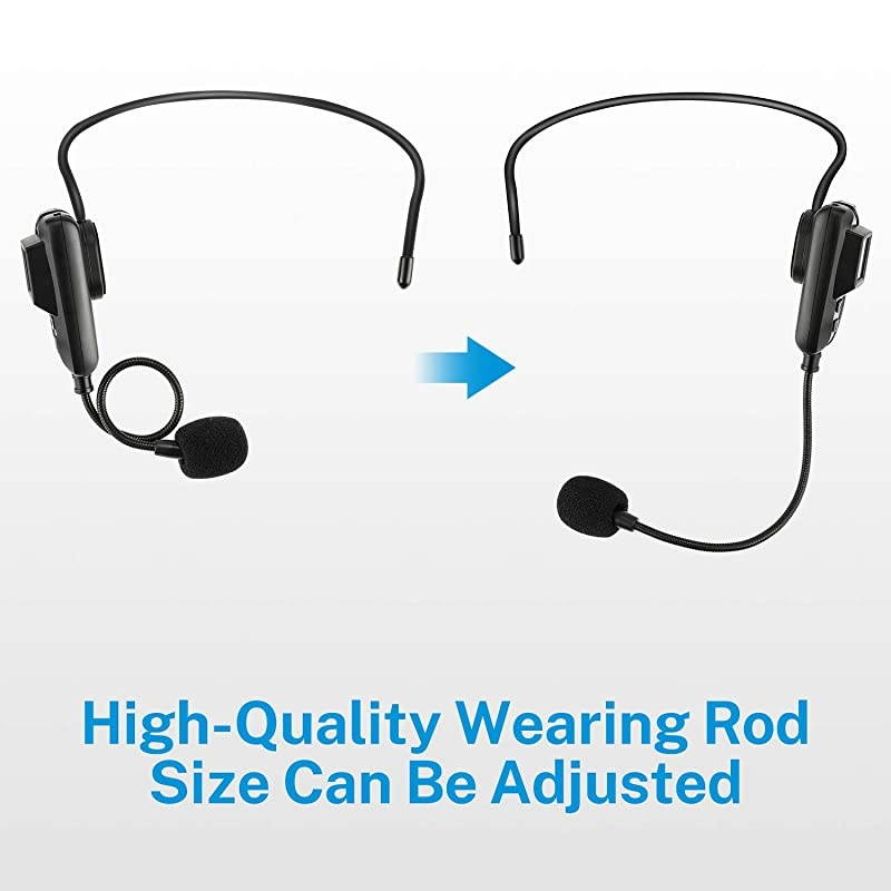 Wireless Microphone Headset, Uhf Headset Mic System, LED Display, 160ft Range,Headset Mic & Handheld Mic 2 in 1 for Voice Amplifier Speakers PA System, 1/8''&1/4'' Plug-Not Support iPhone/AUX