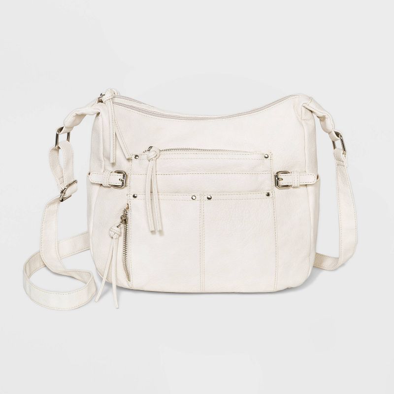 Bueno Zip Closure Crossbody Bag - Beige