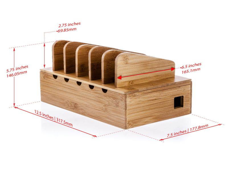 Prosumer's Choice Natural Bamboo Charging Station Rack for Smartphones and Tablets