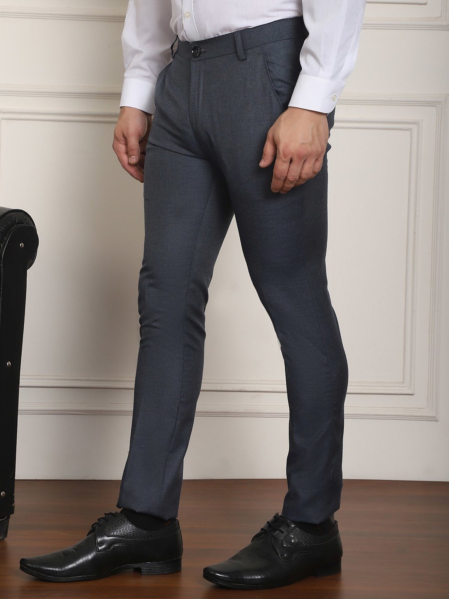 Jainish Charcoal Tapered Fit Trousers
