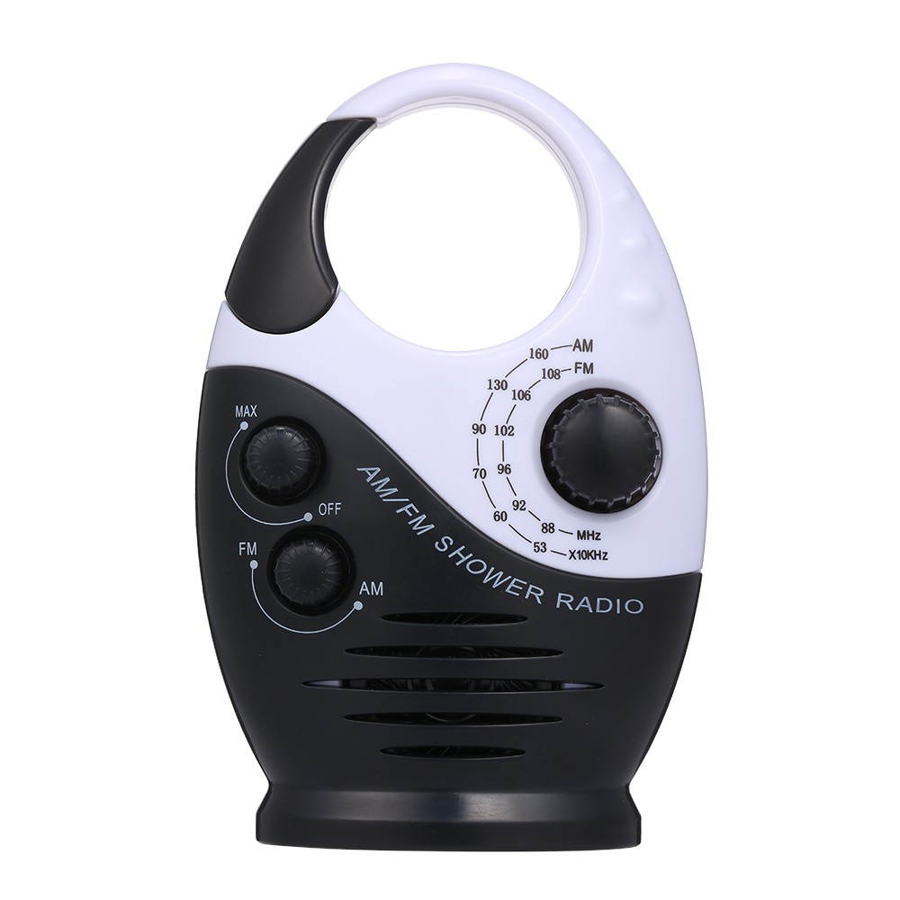 AM / FM Mini Shower Radio Bathroom Waterproof Radio Hanging Music Radio Built-in Speaker (Not Including Battery)