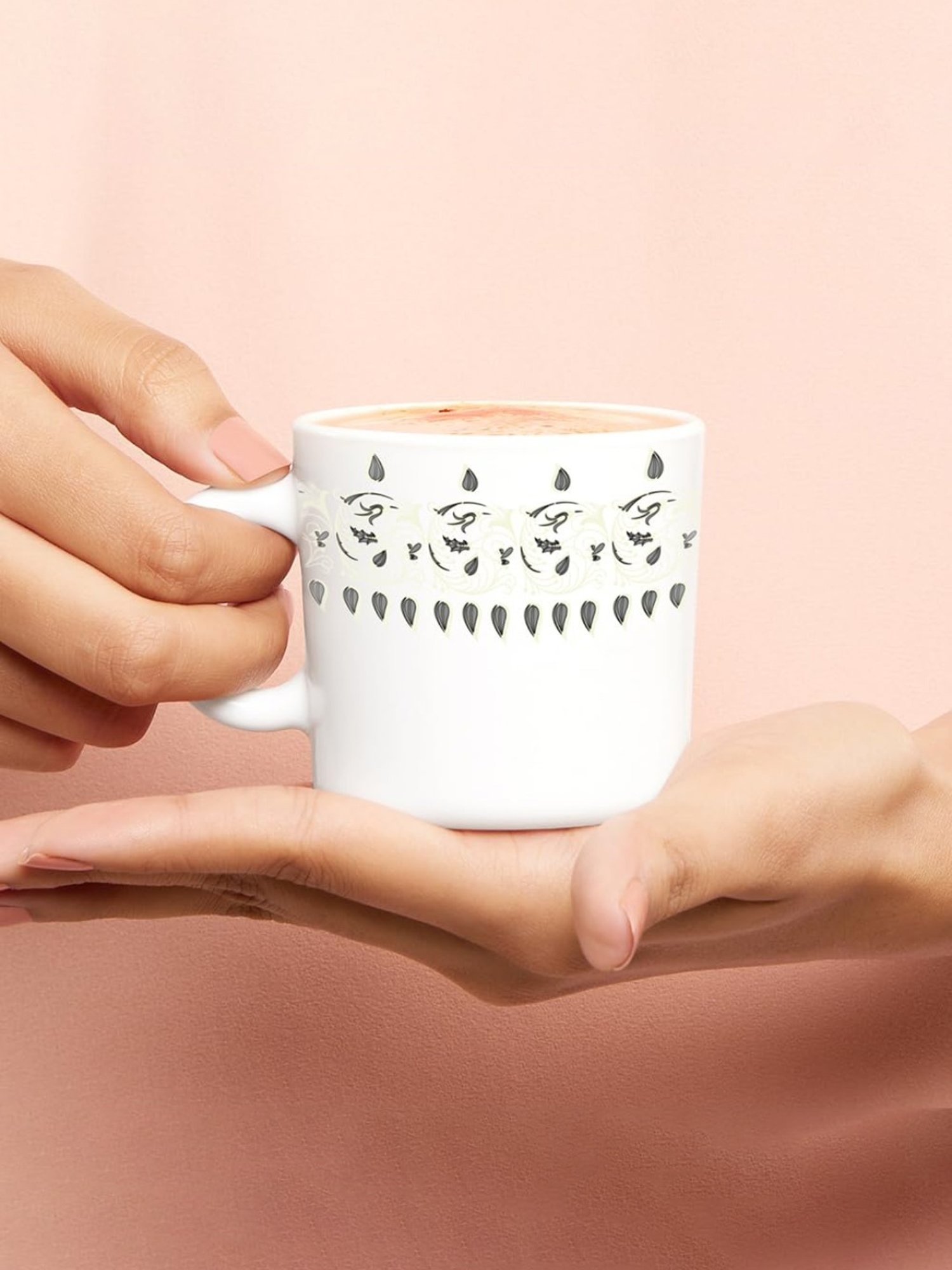 Larah by Borosil White Ceramic Tea & Coffee Mug - Set fo 6 180ml