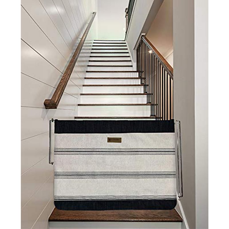 The Stair Barrier Regular Wall to Wall Single Panel Swing Gate with Fabric Slipcover Baby and Pet Safety Gate, 27 to 42.5 Inch, Hamptons Natural