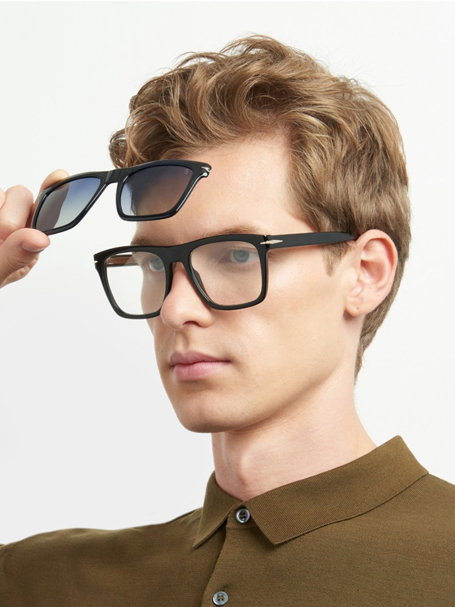 DAVID BECKHAM Grey Rectangular Sunglasess For Men