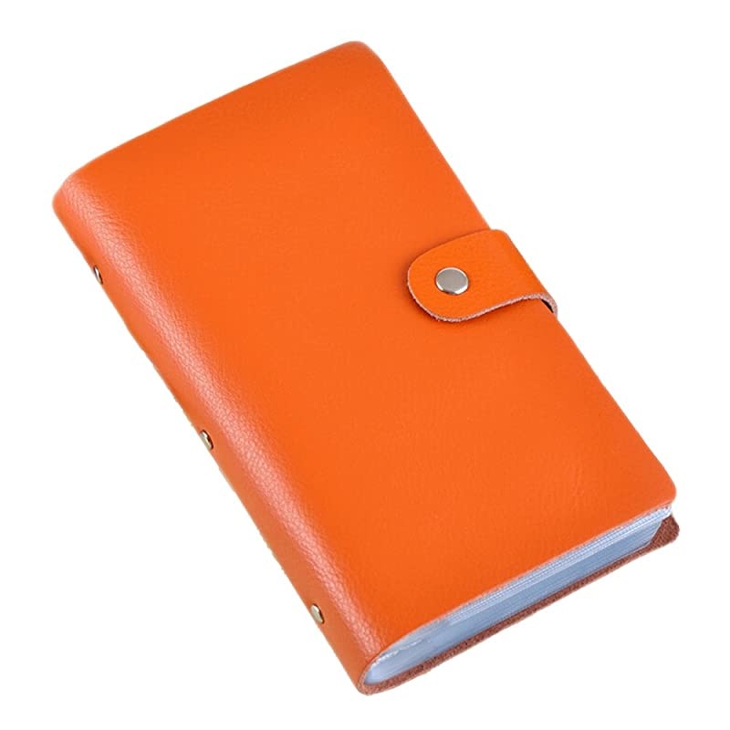 Leather Credit Card Holder Business Card Case Book Style 90 Count Name ID Card Holder Book (Orange)