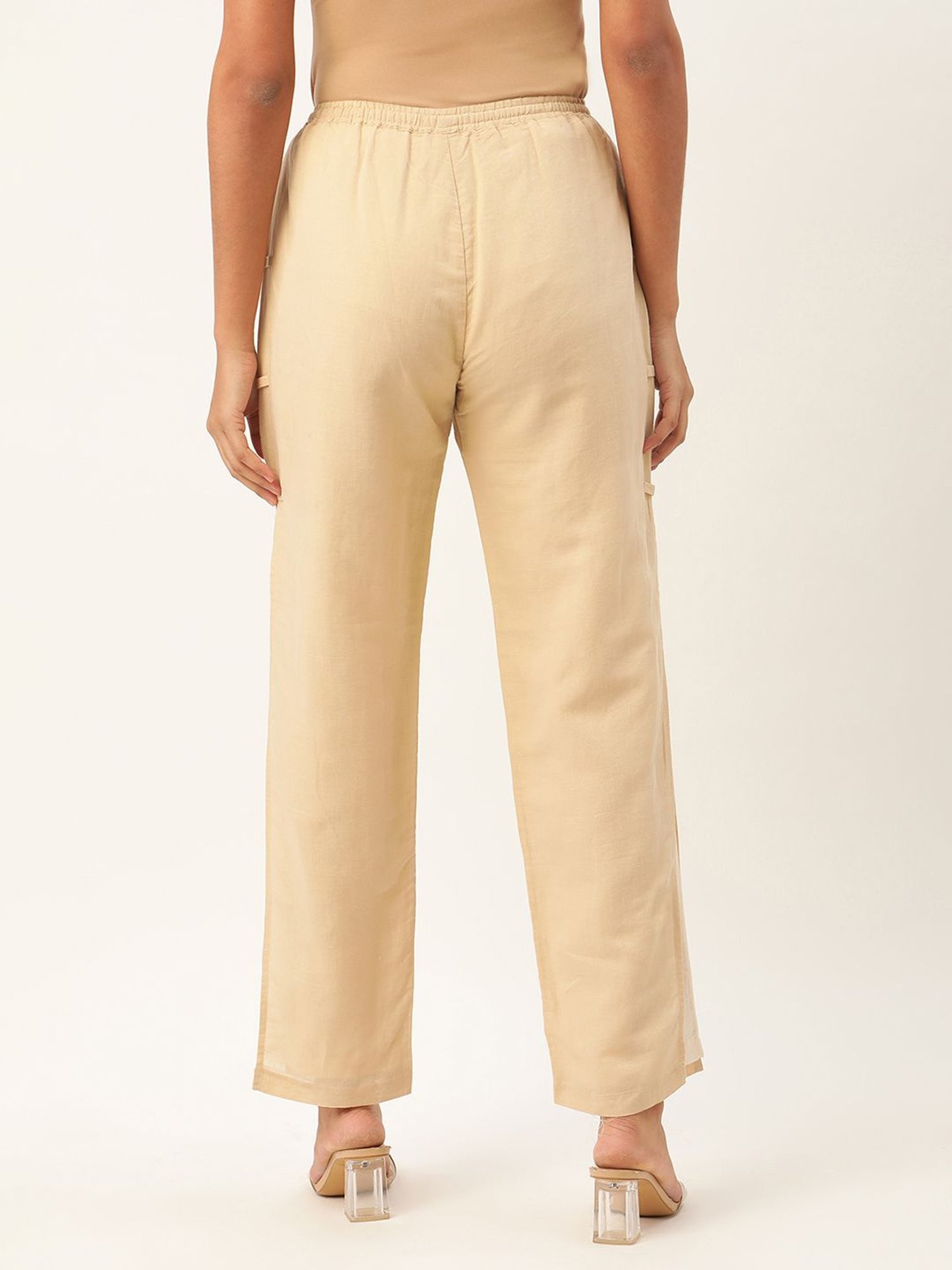 Rooted Beige Straight Fit Trousers