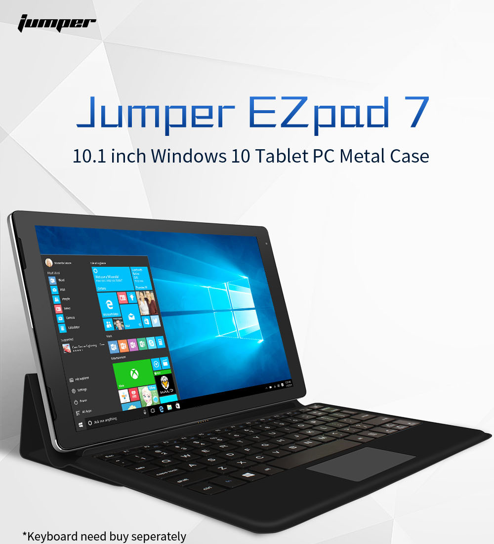 Jumper EZpad 7 Tablet 10.1 inch IPS Screen 4GB RAM 128GB Win10 Intel X5-Z8350 Quad Core 1920x1200 FHD+