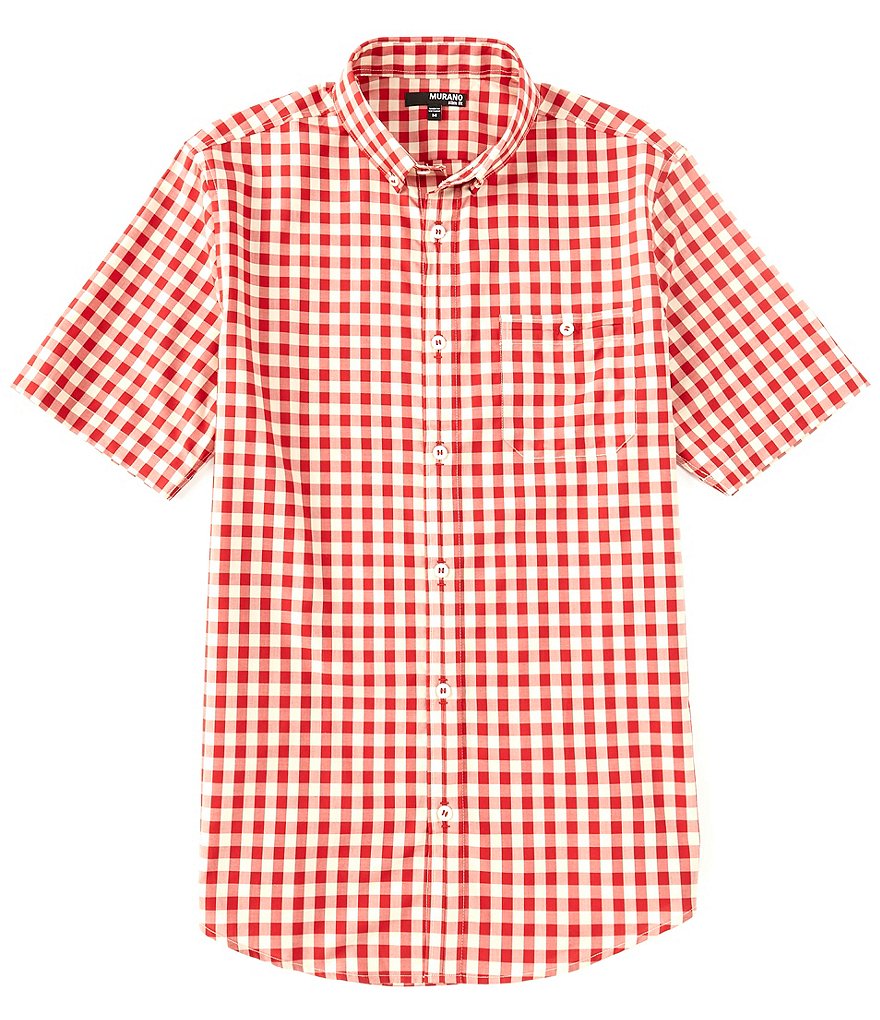 Murano Slim-Fit Gingham Short-Sleeve Woven Shirt