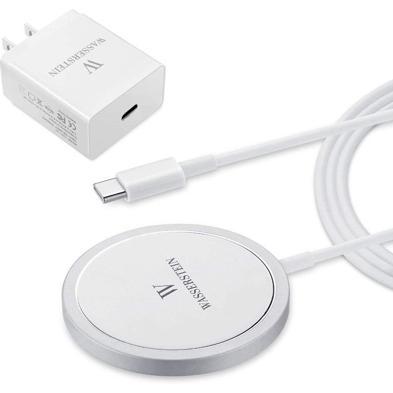 Wasserstein MagSafe Fast Wireless Charger Pad with 20W Quick Charge Power Adapter for iPhone 12, 12 Mini, 12 Pro, 12 Pro Max (White)