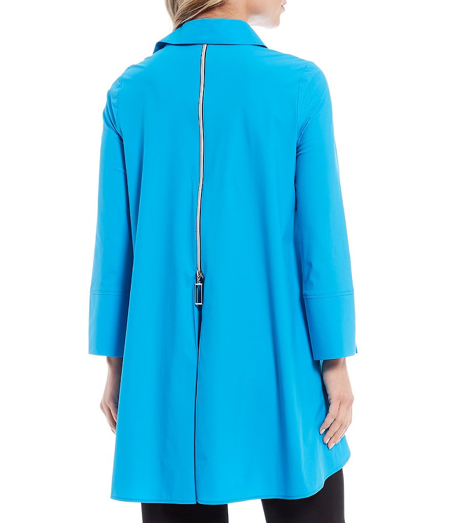 IC Collection Hi-Low Back Zipper Shirt Jacket