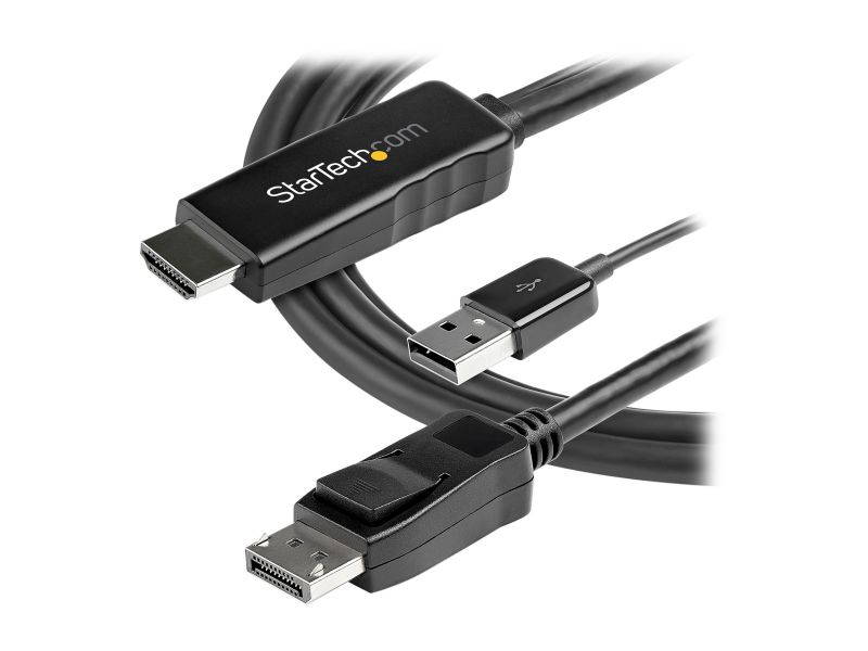 StarTech.com HD2DPMM2M 2m (6.6 ft.) HDMI to DisplayPort Adapter Cable with USB Power - 4K 30Hz Active HDMI 1.4 to DP 1.2 Converter (HD2DPMM2M)