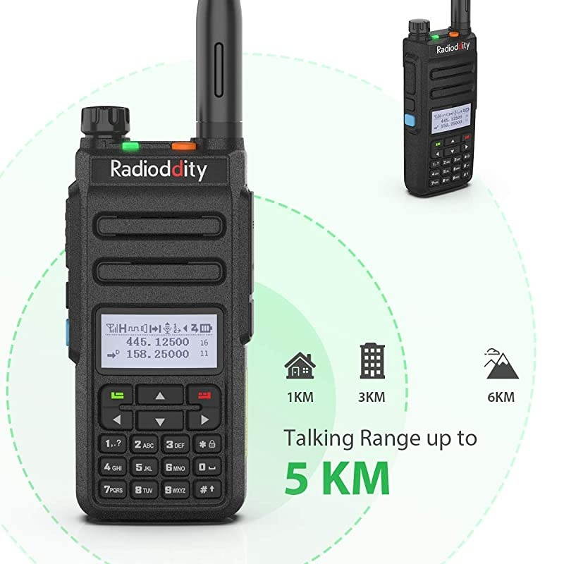 GD77 DMR DigitalAnalog Two Way Radio VHF UHF Dual Time Slot Work with Hotspot Amateur Ham Radio wFree Programming Cable High Gain Antenna and Charger