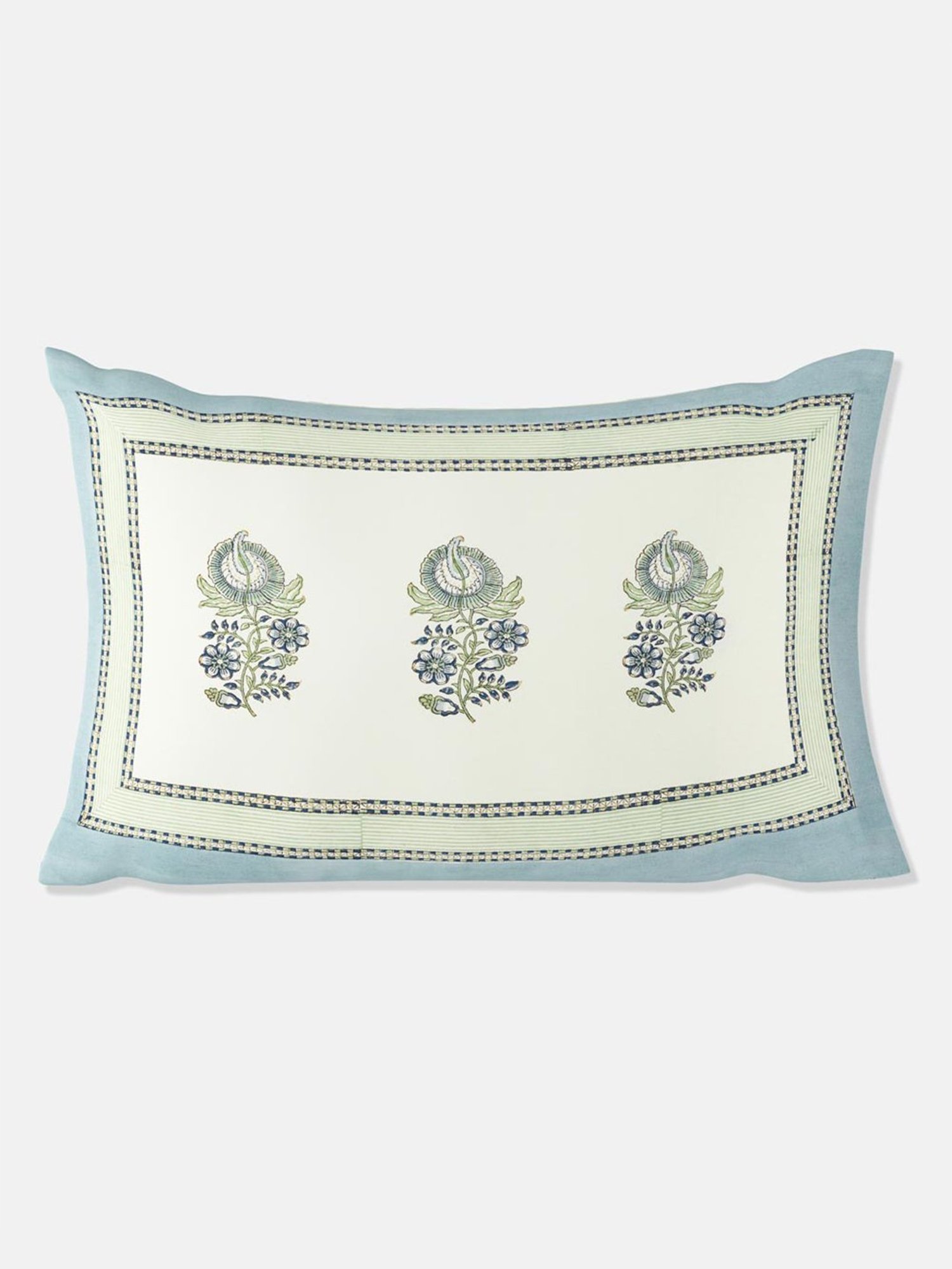 Fabindia Blue Cotton 116 TC Coramandel Pillow Covers - Set of 2