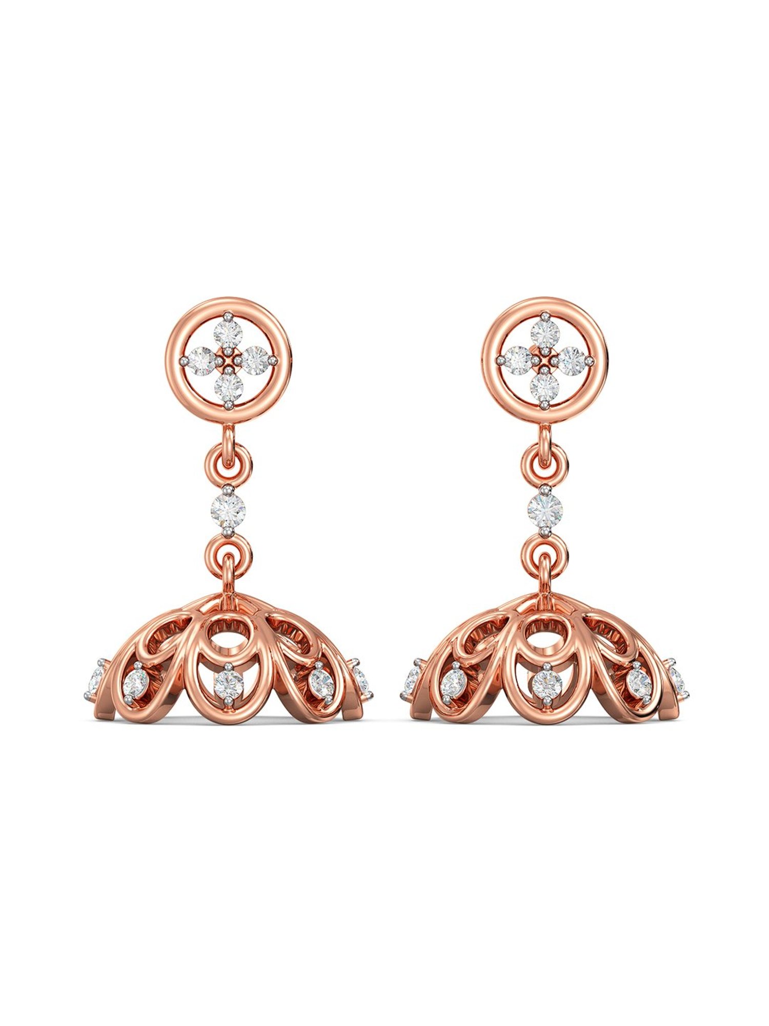 Joyalukkas 18 kt Gold & Diamond Jhumki Earrings
