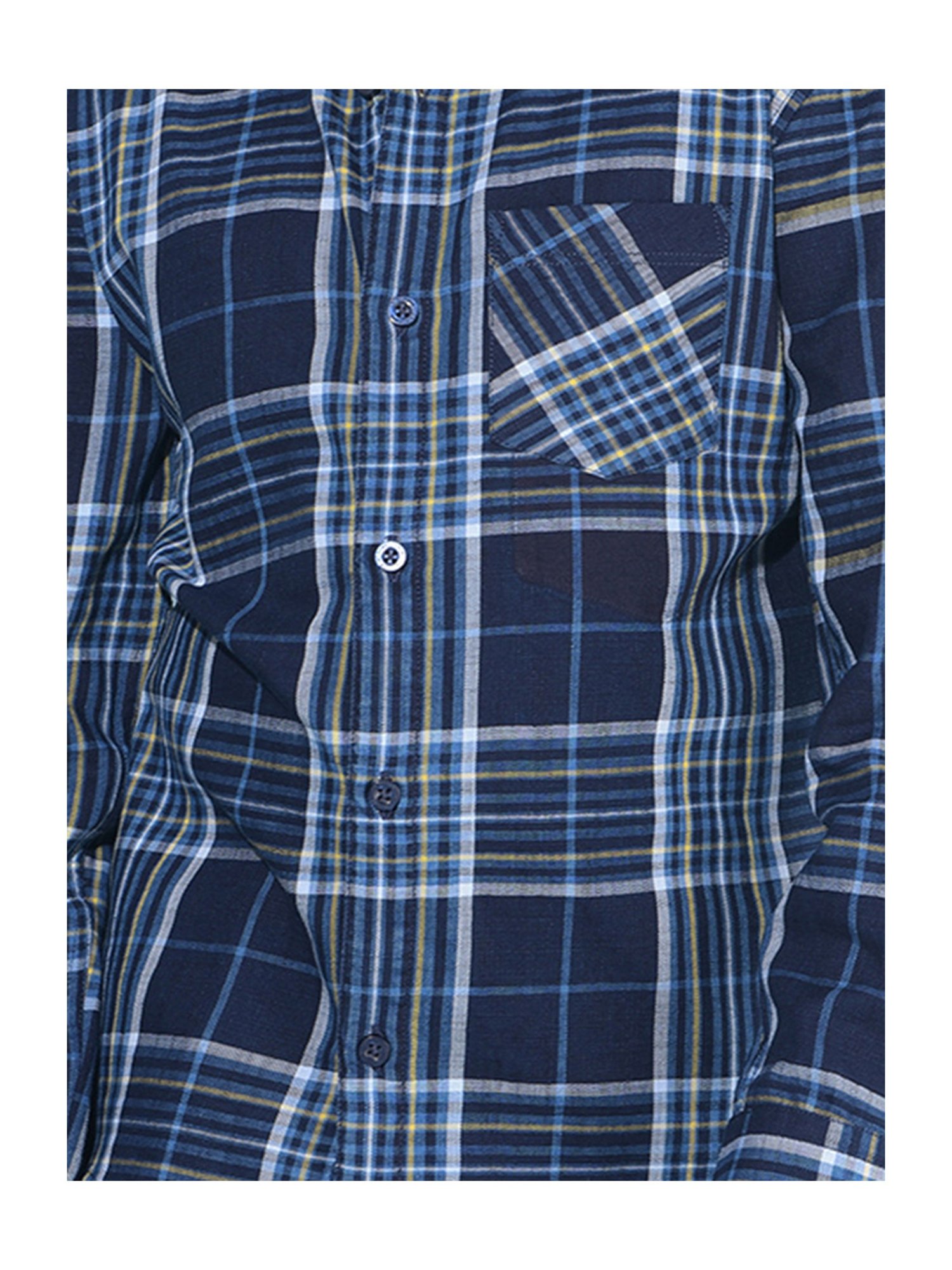 Crimsoune Club Kids Navy Checks Full Sleeves Shirt