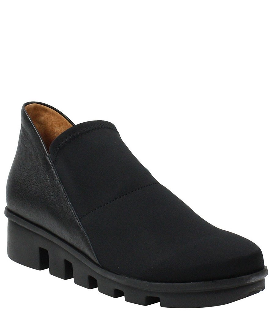 L'Amour Des Pieds Howin Stretch Wedge Lug Sole Ankle Booties