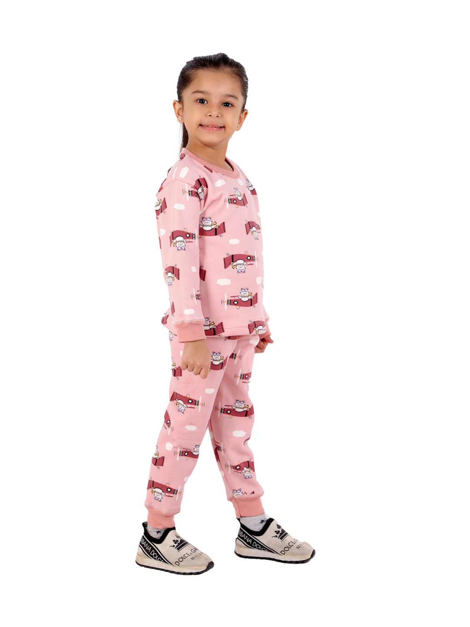 Ahhaaaa Kids Pink Printed Sweatshirt with Joggers