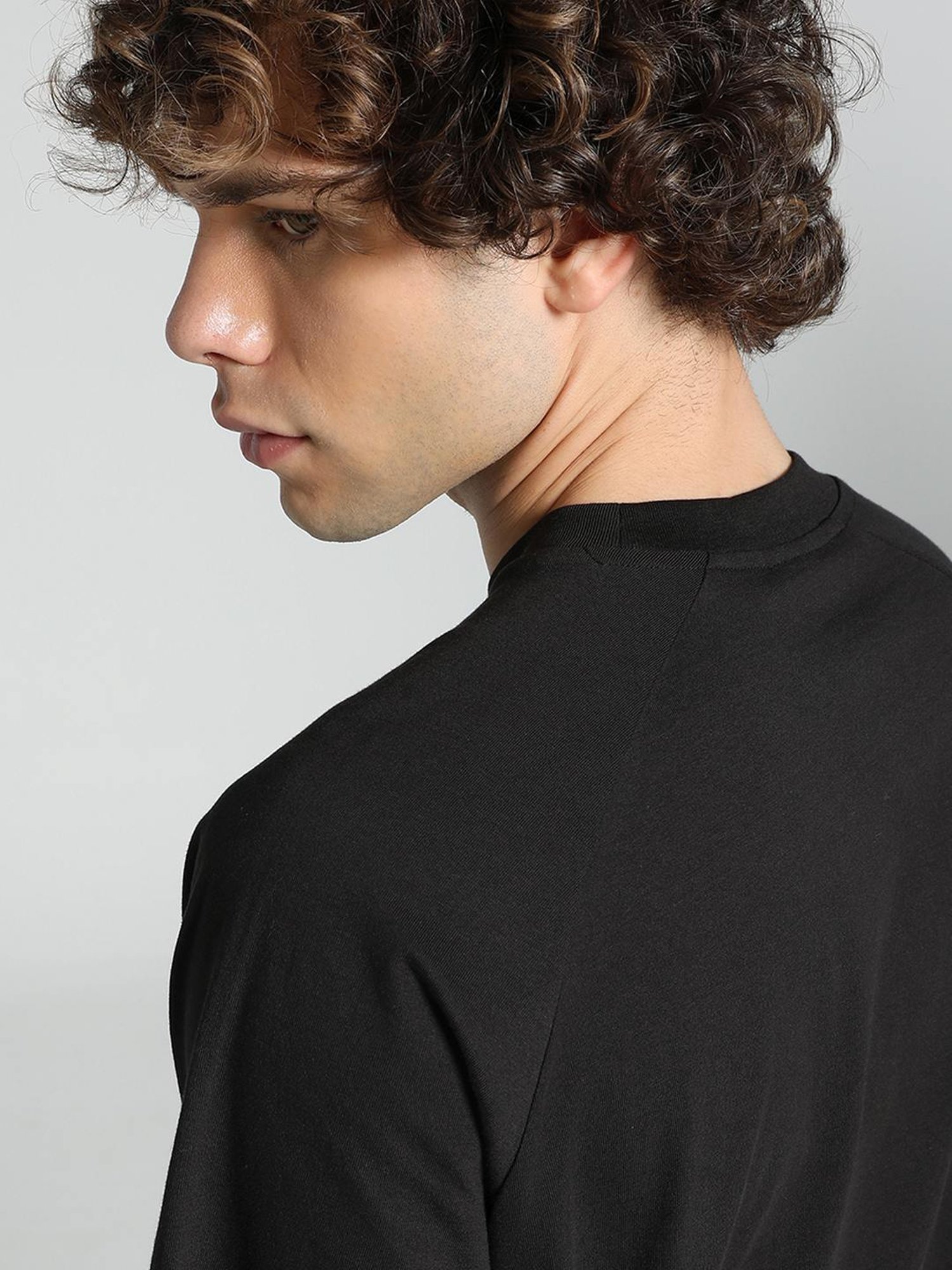 Puma Black Cotton Relaxed Fit Printed T-Shirt