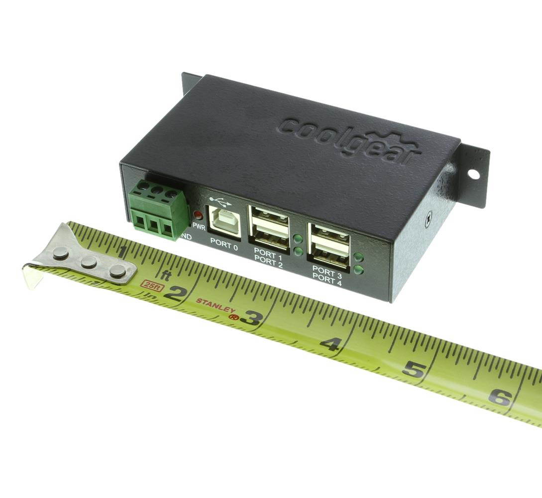 USBGear 12 Volt USB hub Industrial 4-Port USB 2.0 Powered Hub for PC-MAC DIN-RAIL Mount