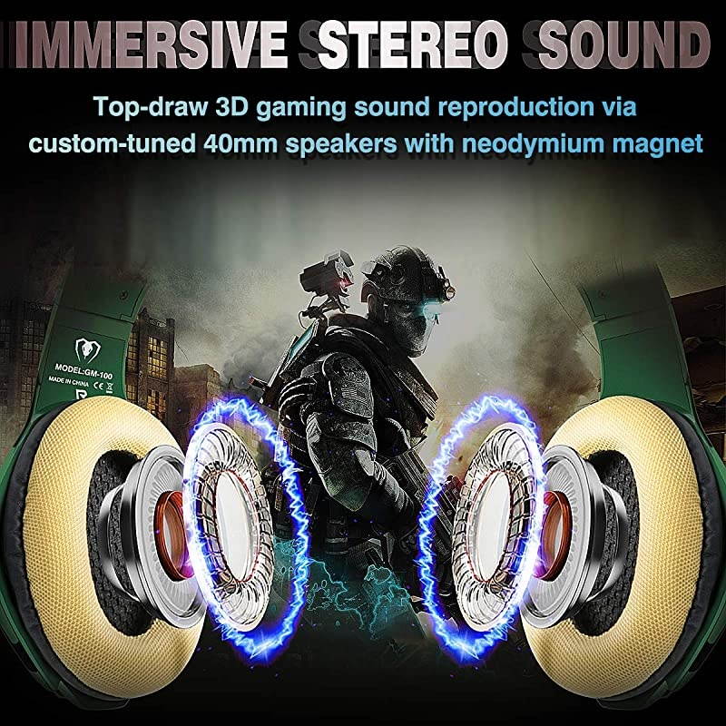 PS4 Gaming Headset with mic,  Xbox One Headset with Stereo Sound Noise Isolation Memory Foam LED Light for PC Laptop Tablet