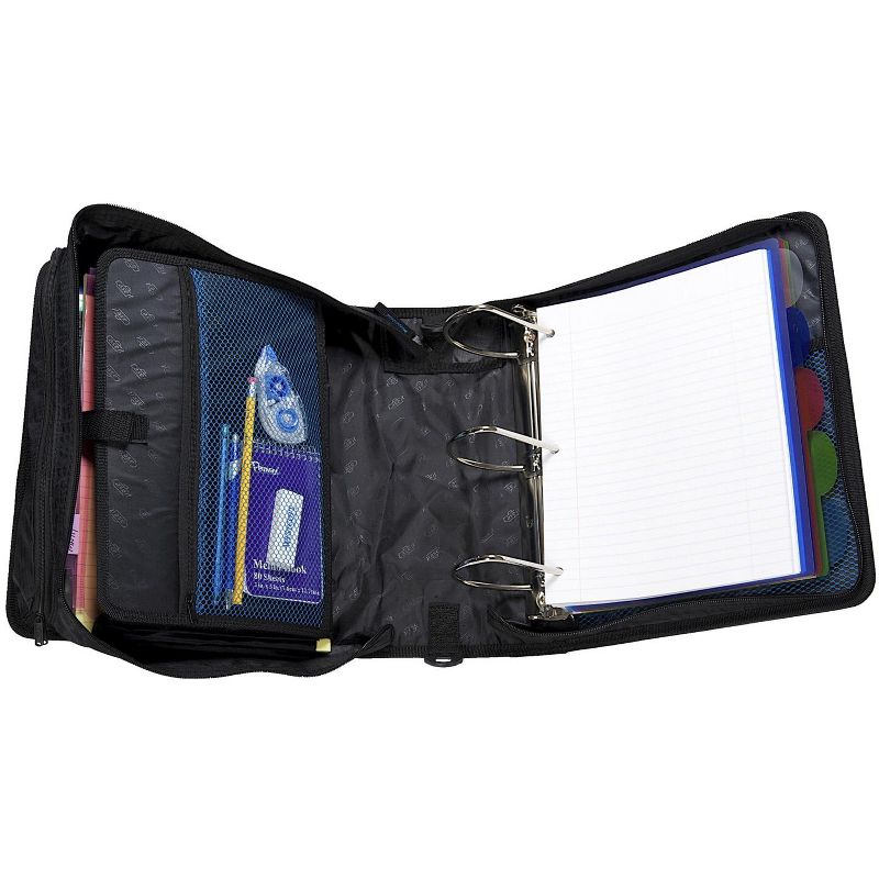 Case-it Zipper Binder with 5 Tab Files, D-Ring, 4 Inches, Blue