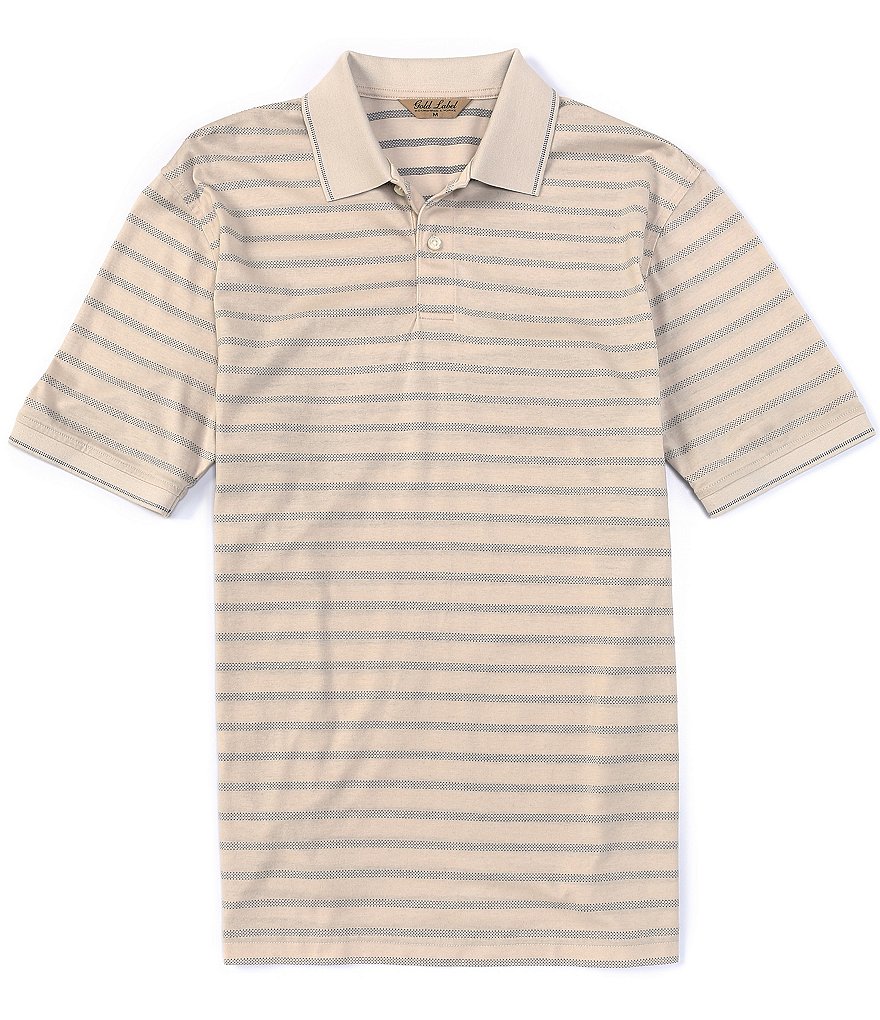 Roundtree & Yorke Gold Label Short Sleeve Jacquard Stripe Polo