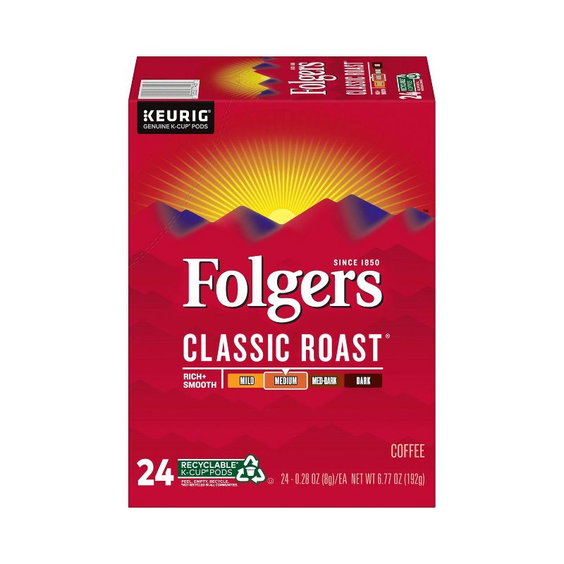 Folgers Classi Medium Roast Coffee - Keurig  K-Cup Pods - 24ct