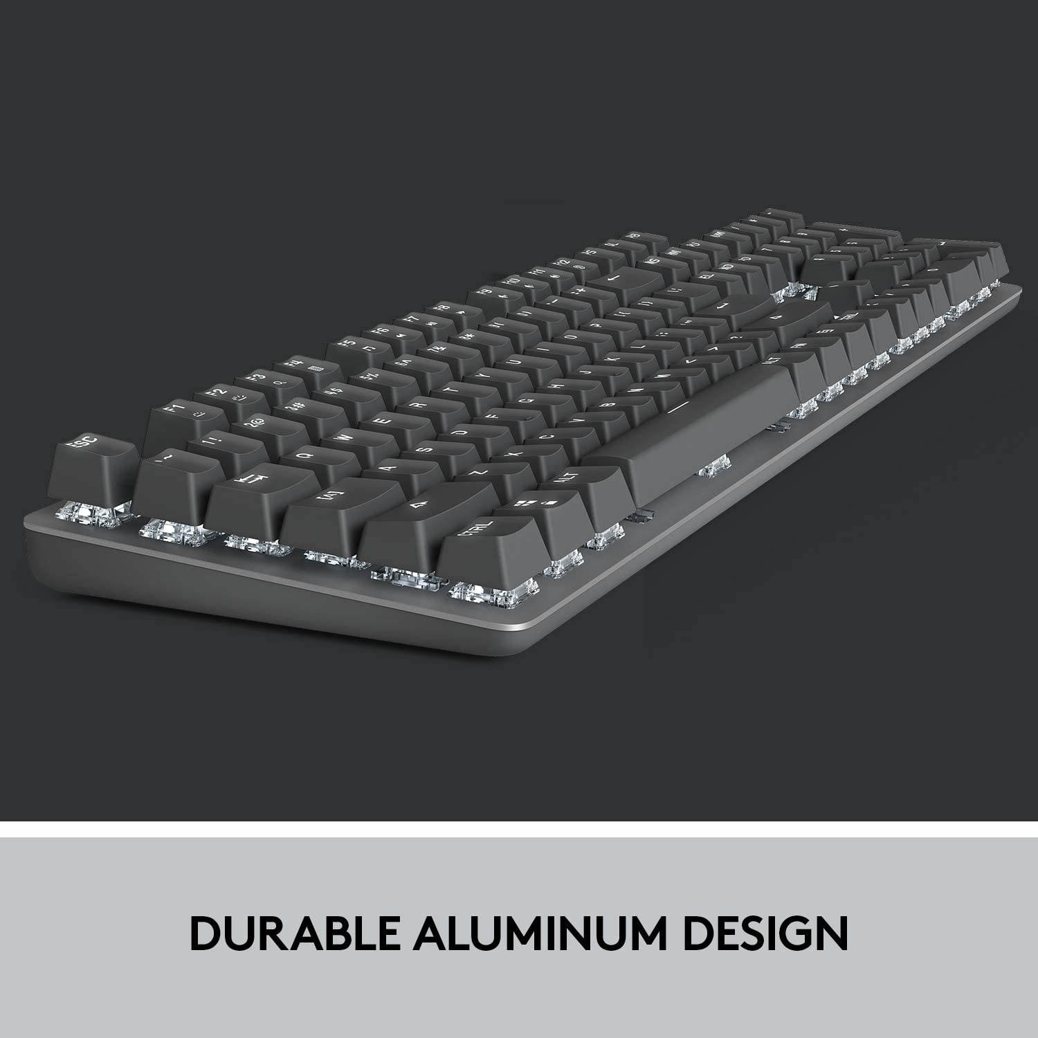 Logitech K845 Mechanical Illuminated Keyboard Mechanical Switches Strong Adjustable Tilt Legs Full Size Aluminum Top Case 104 Keys USB Corded Windows (TTC Red Switches)