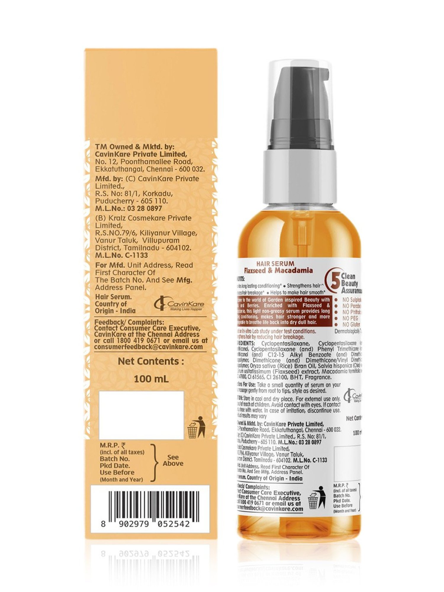 Buds & Berries Flaxseed & Macadamia Long Lasting Conditioning Hair Serum - 100 ml