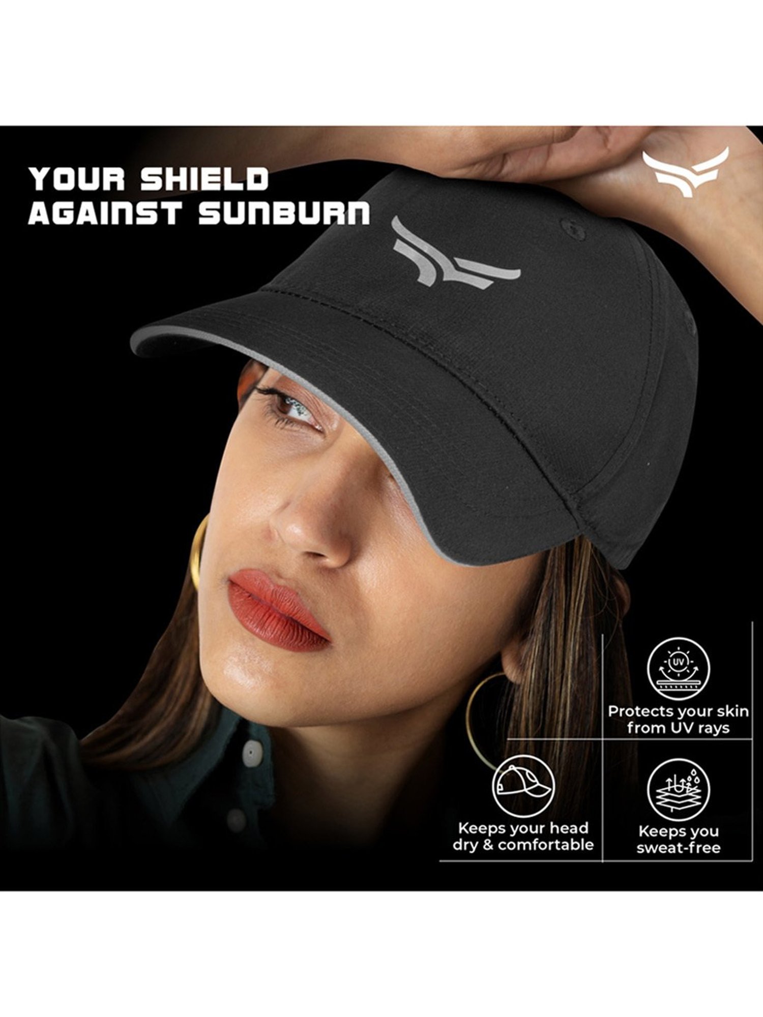 Xtrim Head Caps with Adjustable Strap (Black) Size - Free Size