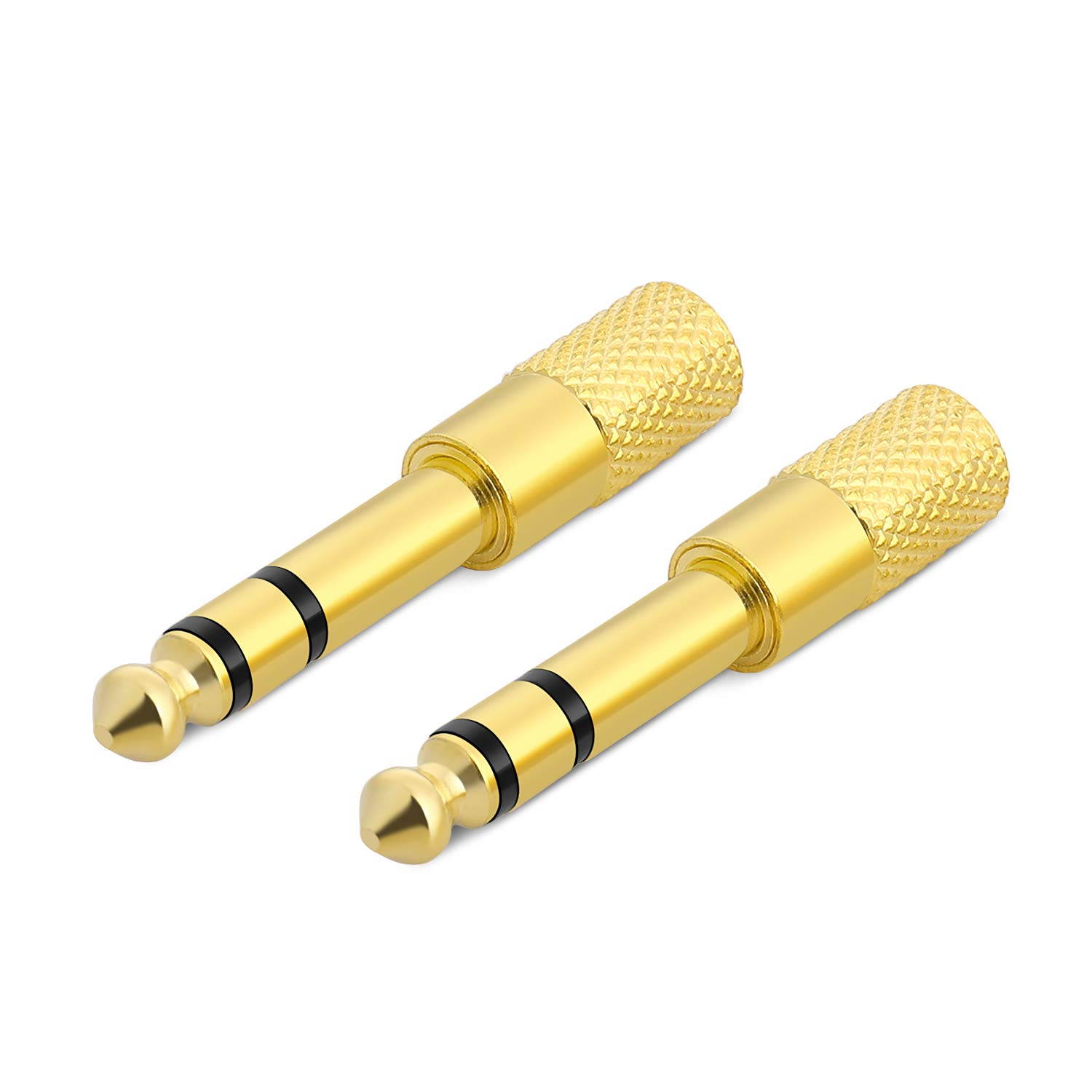 TNP 6.35mm (1/4 inch) Male to 3.5mm (1/8 inch) Female Gold Plated TRS Stereo Headphone Audio Jack Aux Converter Adapter Connector Plug, 2 Pack
