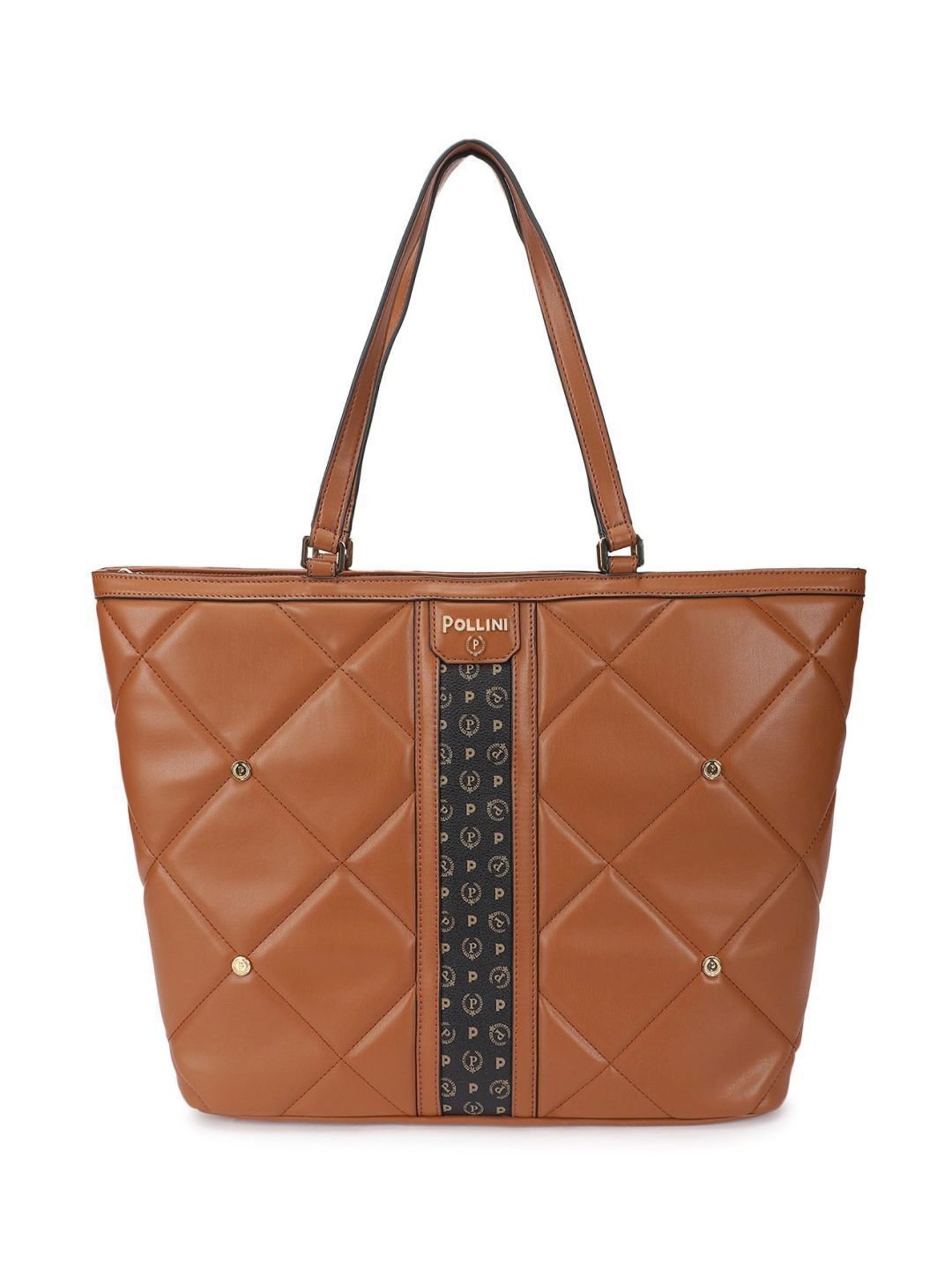 Pollini Brown Quilted Large Tote