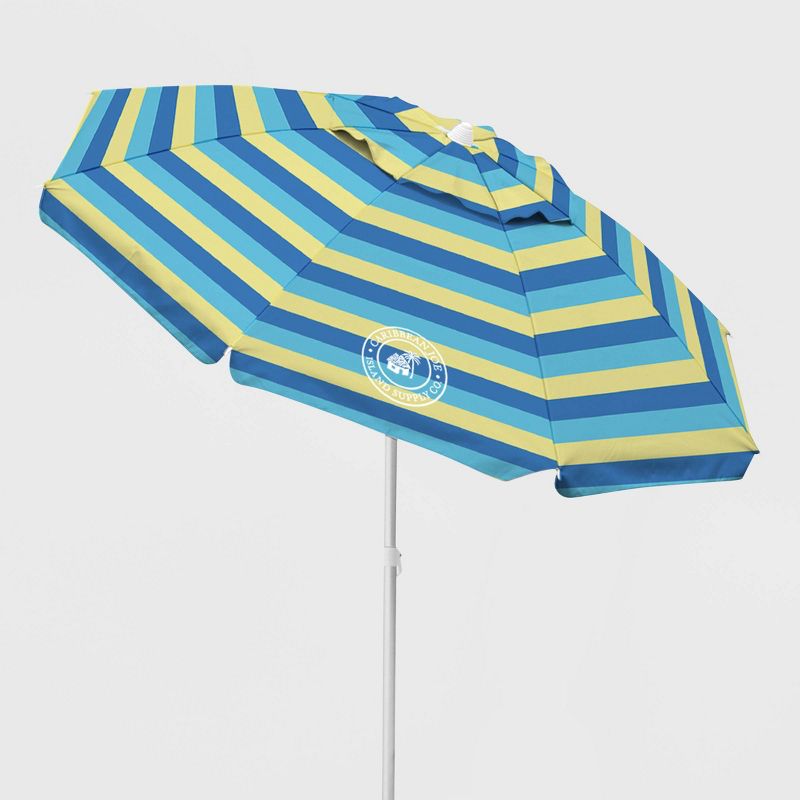 Caribbean Joe Outdoor Beach Stick Umbrella - Blue/ Yellow