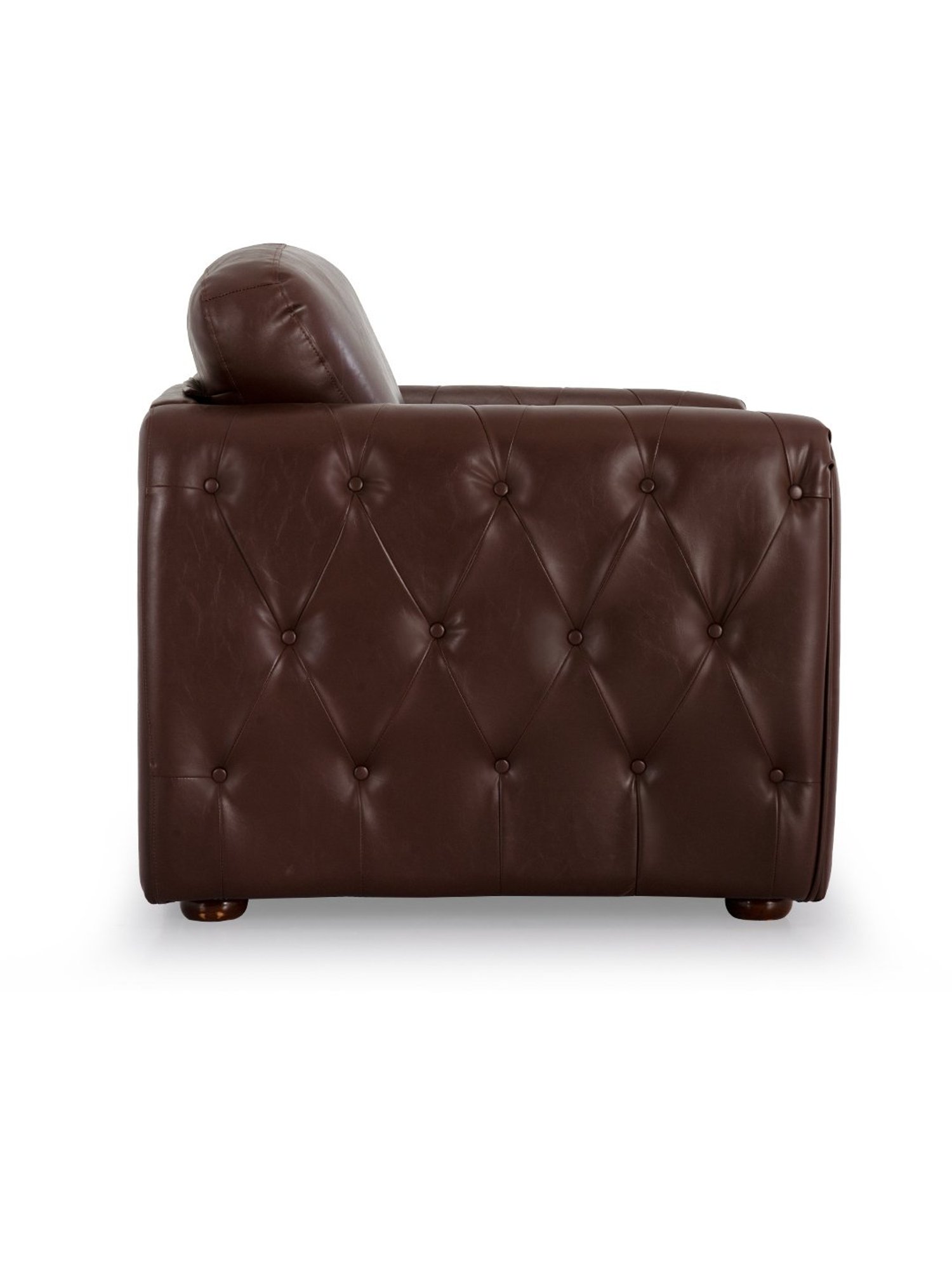 Durian Julian Mahogany Brown Premium Leatherette 1 Seater Sofa