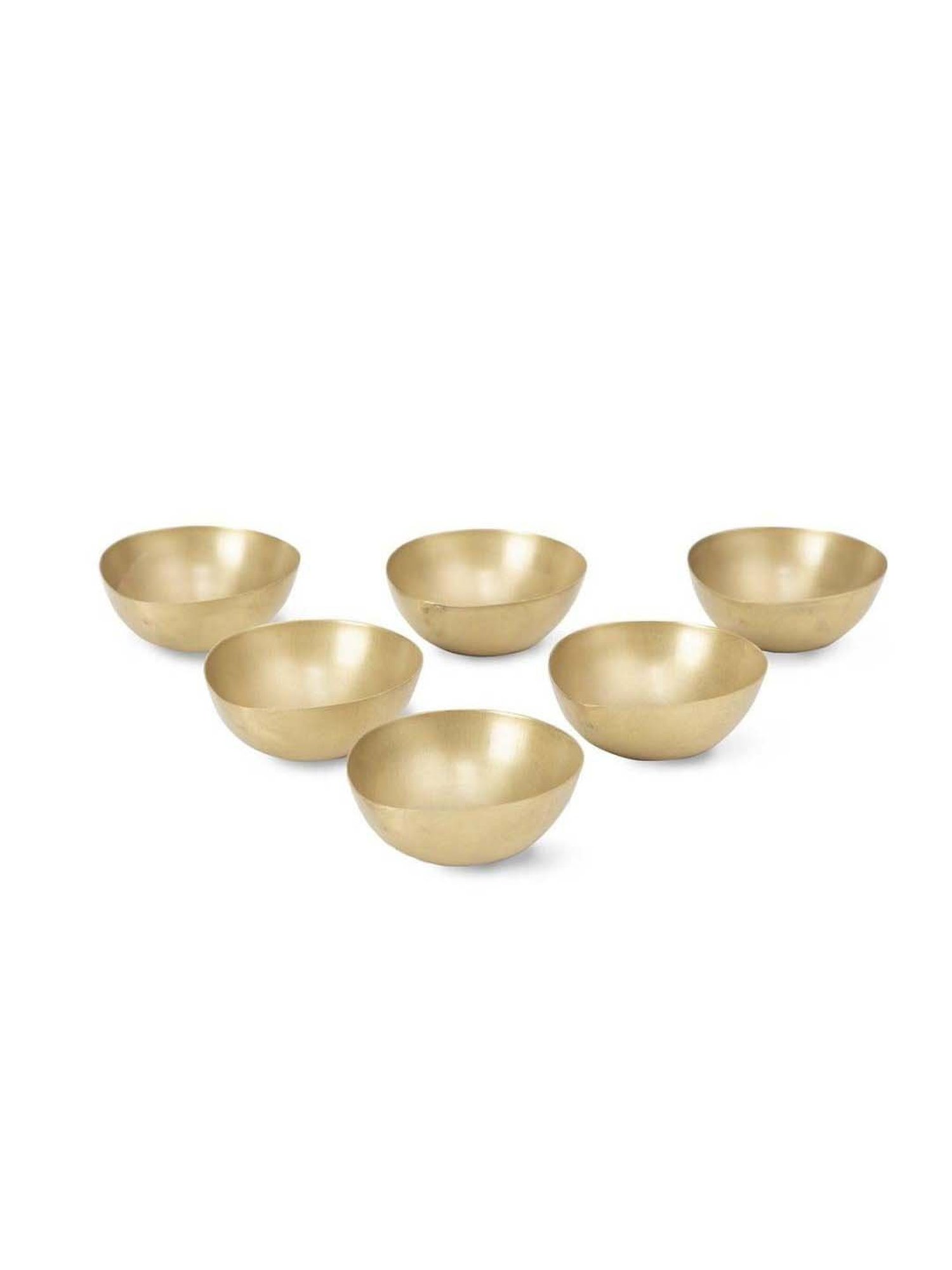 Home4U Golden Mild Steel 6 cm Jagmag Diya - Set of 6