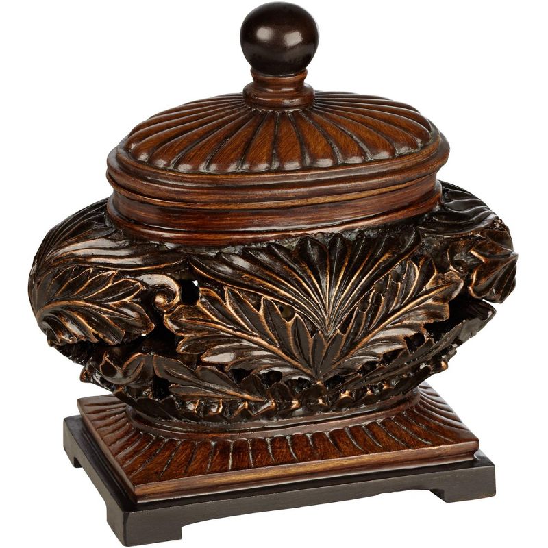 Kensington Hill Weldona 9" High Vine and Leaf Wood Finish Jar with Lid